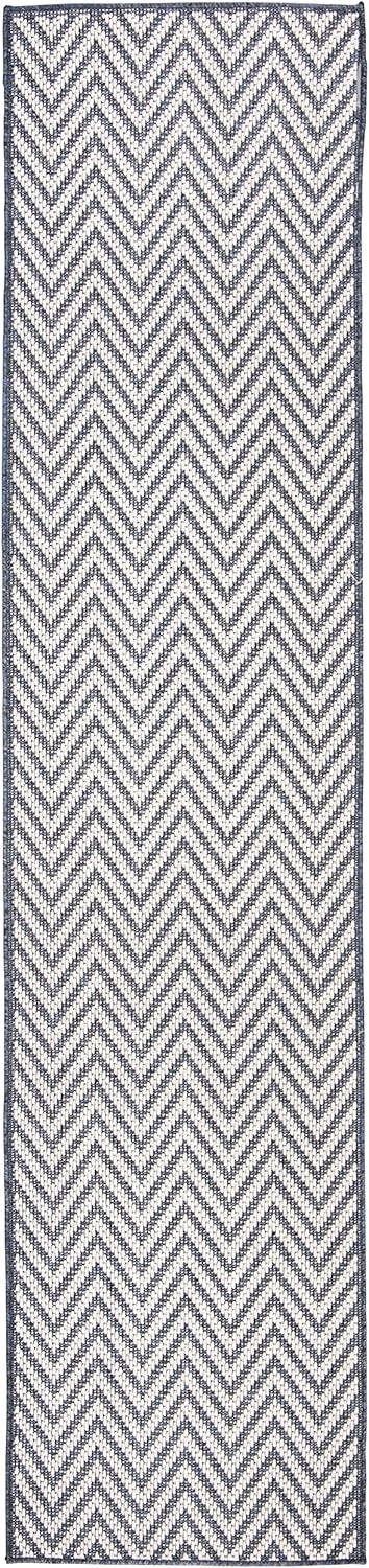 SAFAVIEH Bermuda Amina Geometric Chevron Indoor/Outdoor Runner Rug Light Blue/Cream, 2' x 8'