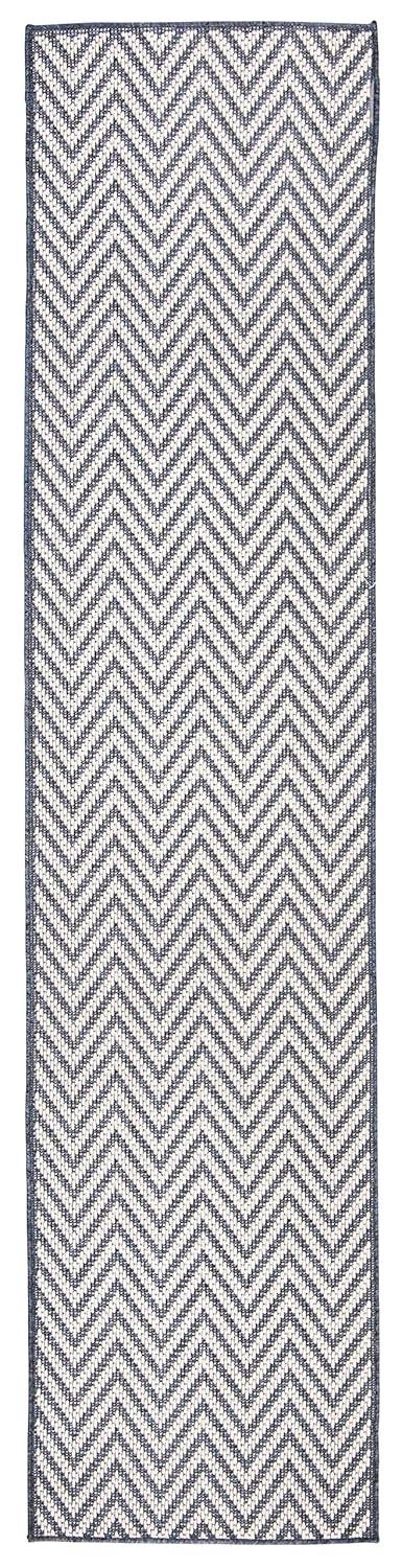 SAFAVIEH Bermuda Amina Geometric Chevron Indoor/Outdoor Runner Rug Light Blue/Cream, 2' x 8'