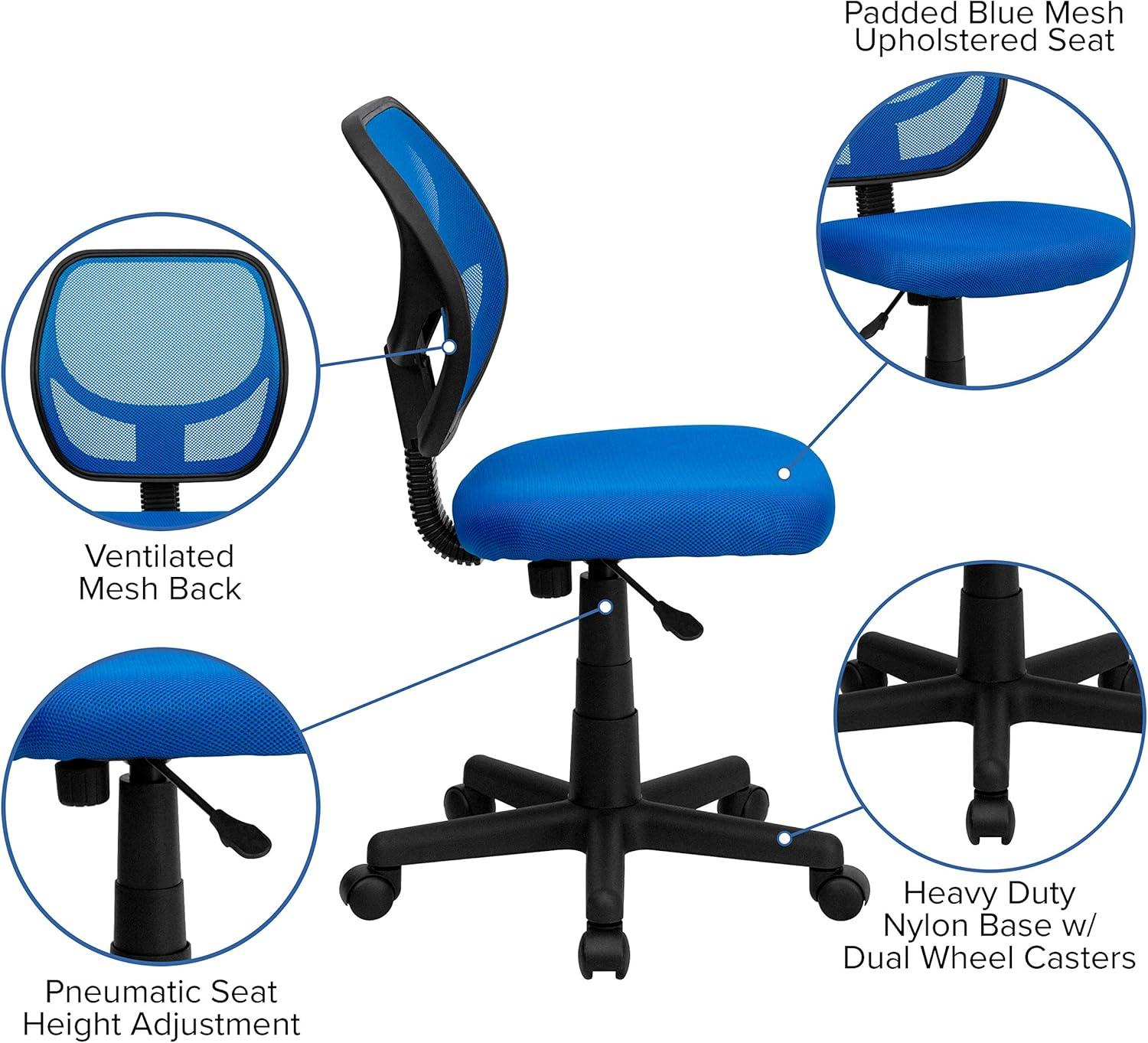Flash Furniture Low Back Blue Mesh Swivel Task Office Chair