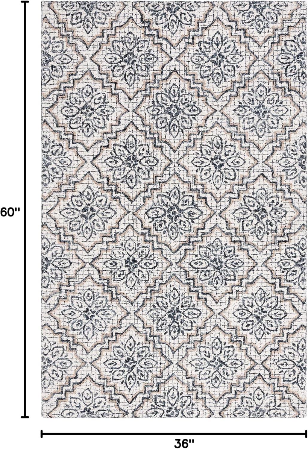 Abstract ABT201 Handmade Indoor Accent Rug - Ivory/Navy - 3'x5' - Safavieh