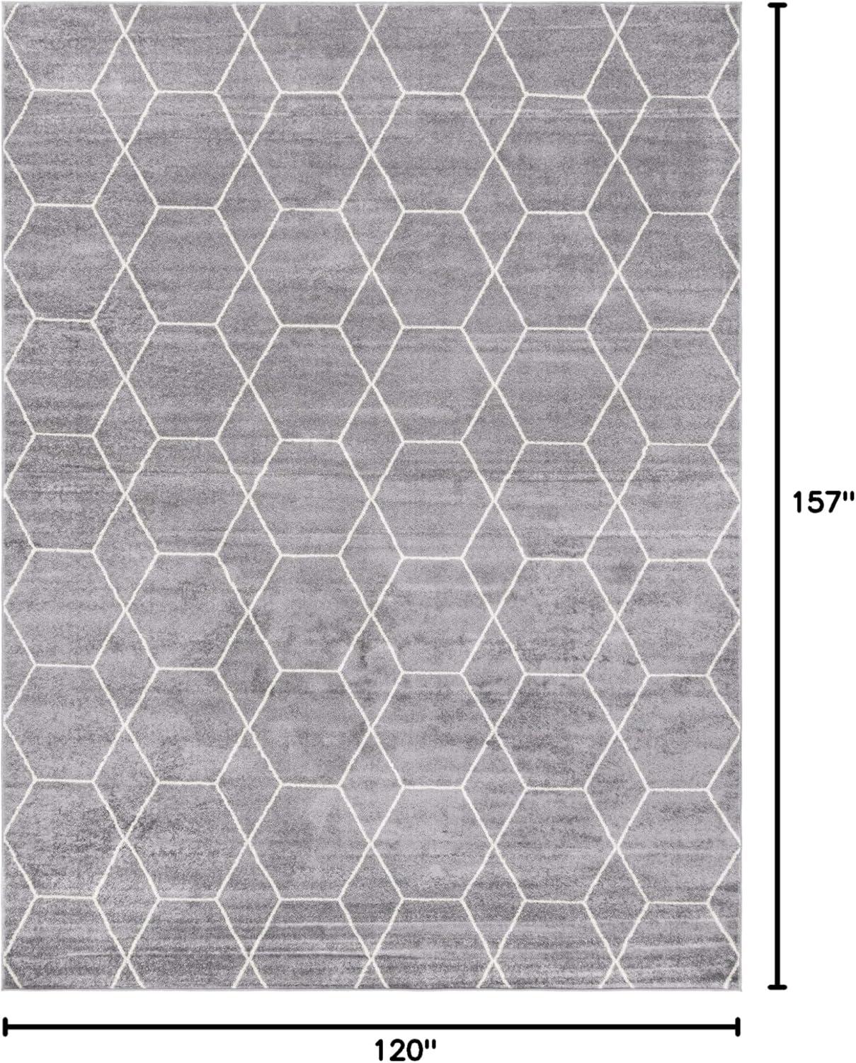 Unique Loom 10' 0 x 13' 0 Trellis Frieze Geometric Light Gray Area Rug