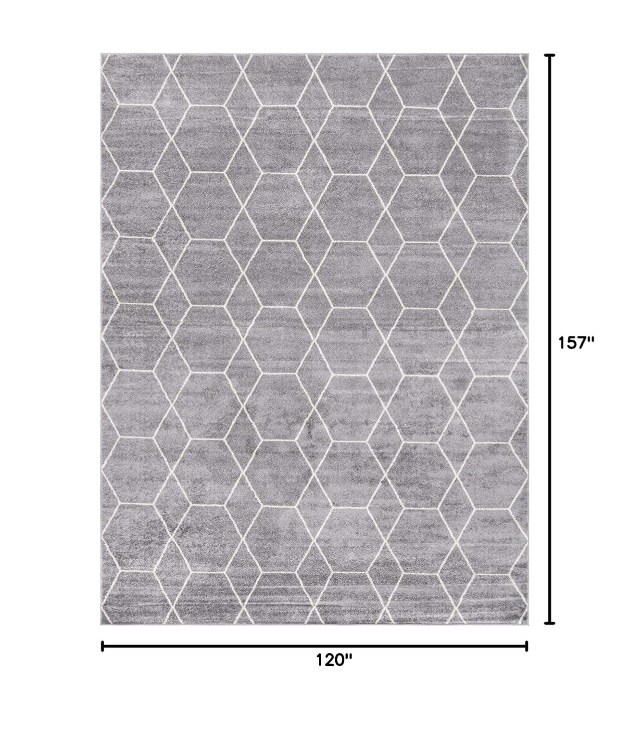 Unique Loom 10' 0 x 13' 0 Trellis Frieze Geometric Light Gray Area Rug