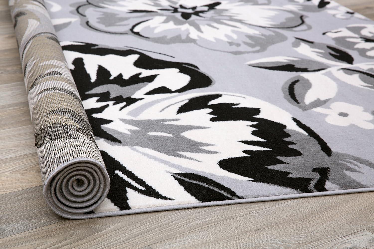 World Rug Gallery Modern Floral Design Gray 7'6" x 9'5" Area Rug