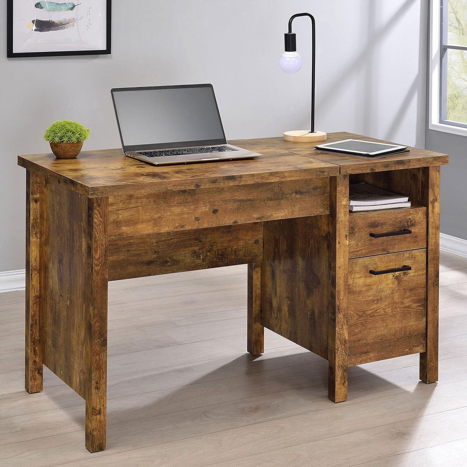 Delwin 2 Drawer Standing Office Desk Antique Nutmeg - Coaster