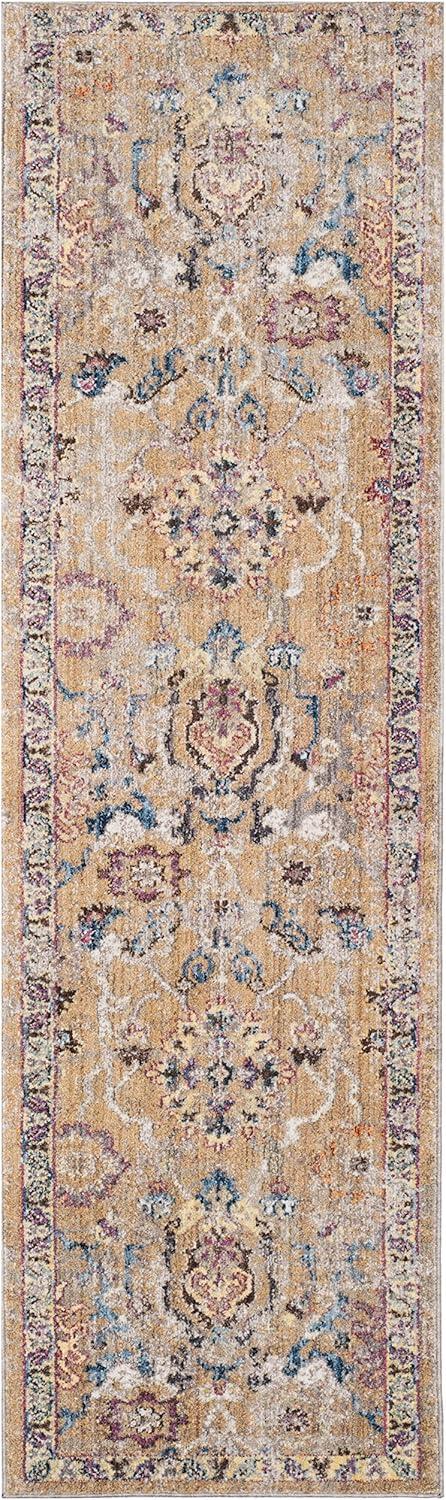 Bristol BTL347 Power Loomed Indoor Runner Rug - Camel/Blue - 2'3"x8' - Safavieh