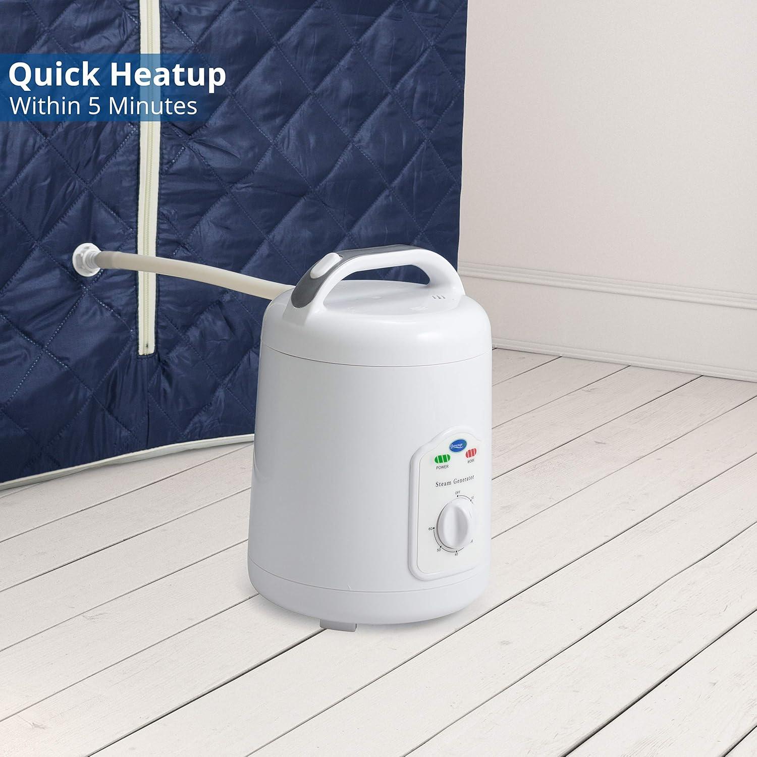 Durasage Oversized Portable Steam Sauna Spa - Relaxation at Home - 60 Minute Timer - 800 Watt Steam Generator - Chair Included - Blue Satin