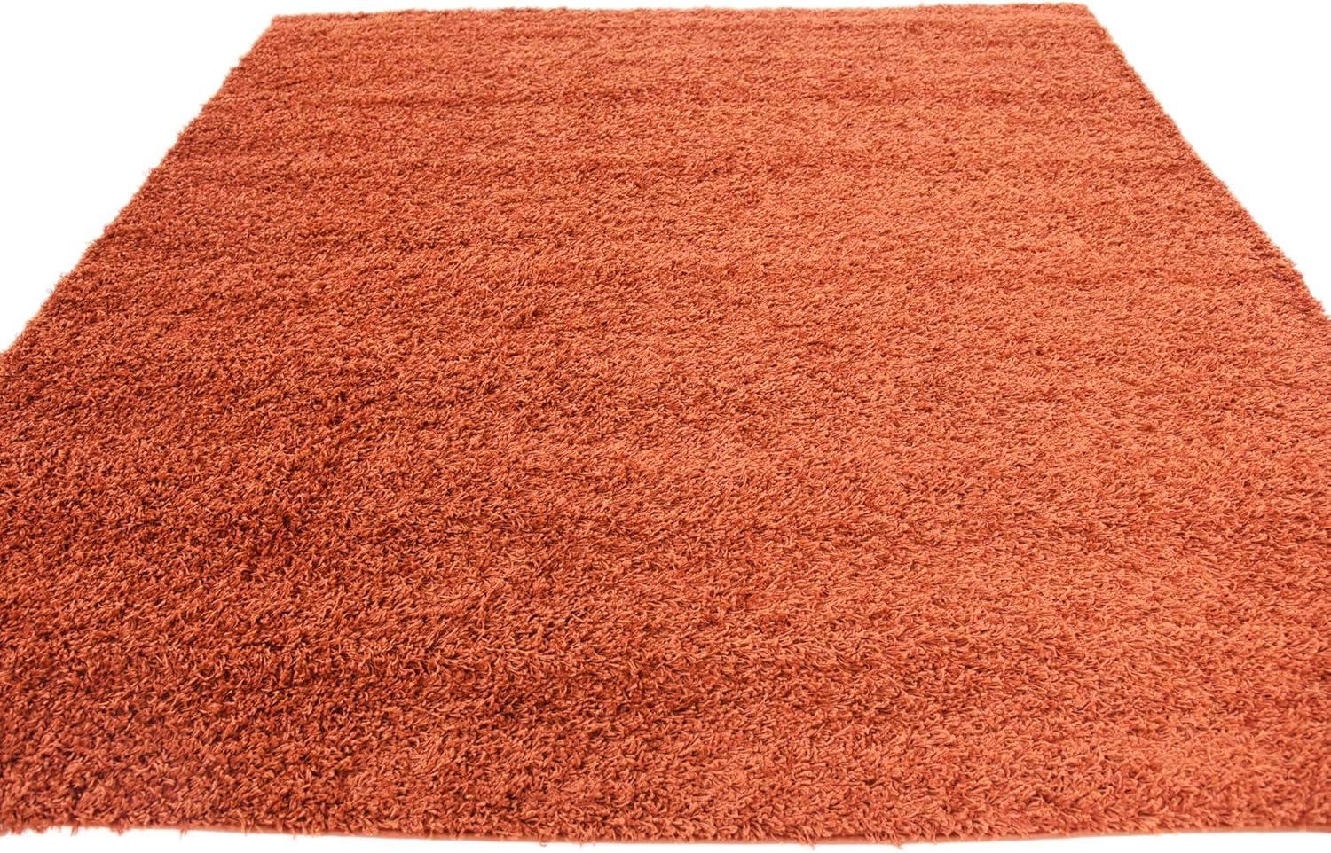 Unique Loom 8' 0 x 8' 0 Square Solid Shag Terracotta Area Rug