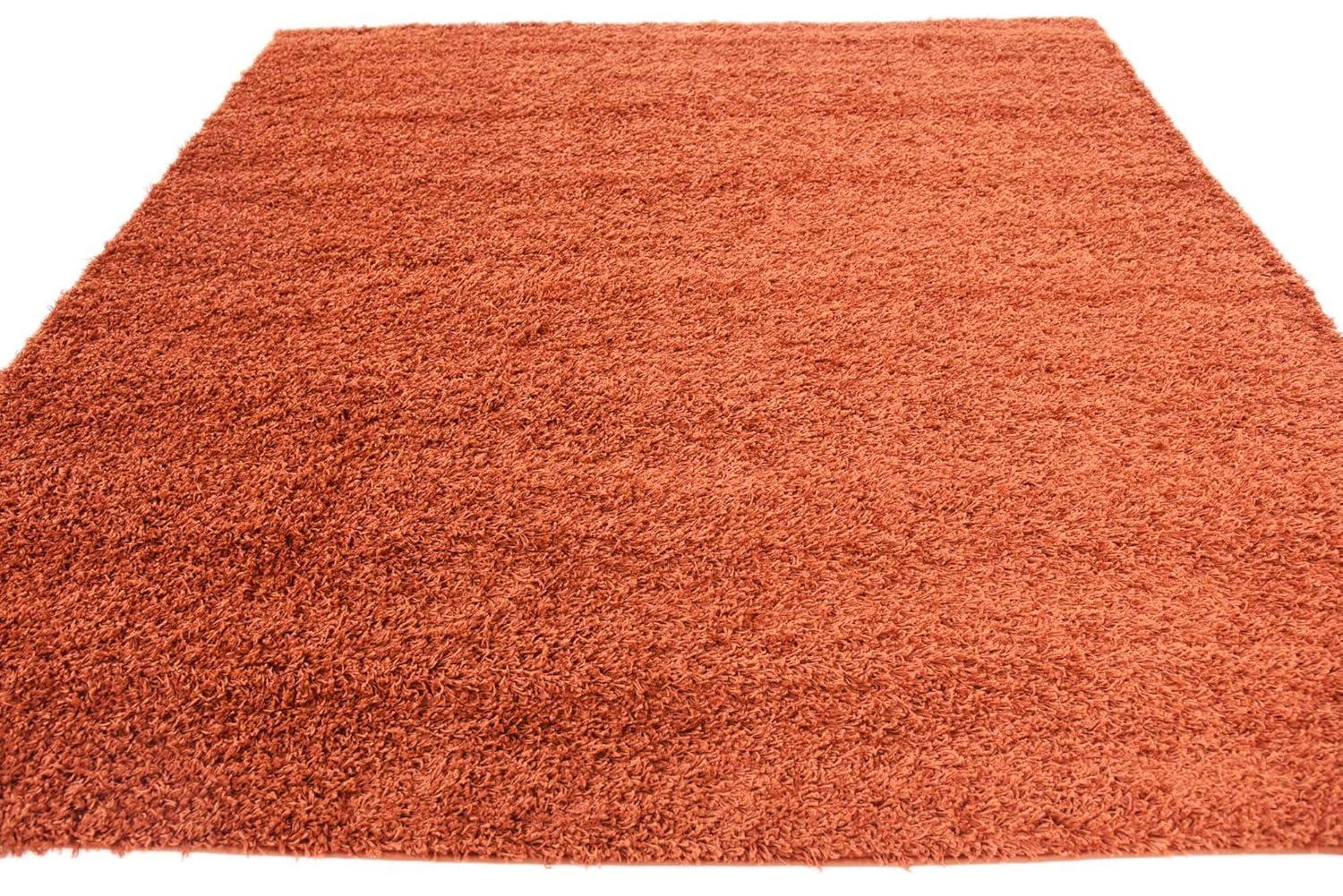 Unique Loom 8' 0 x 8' 0 Square Solid Shag Terracotta Area Rug