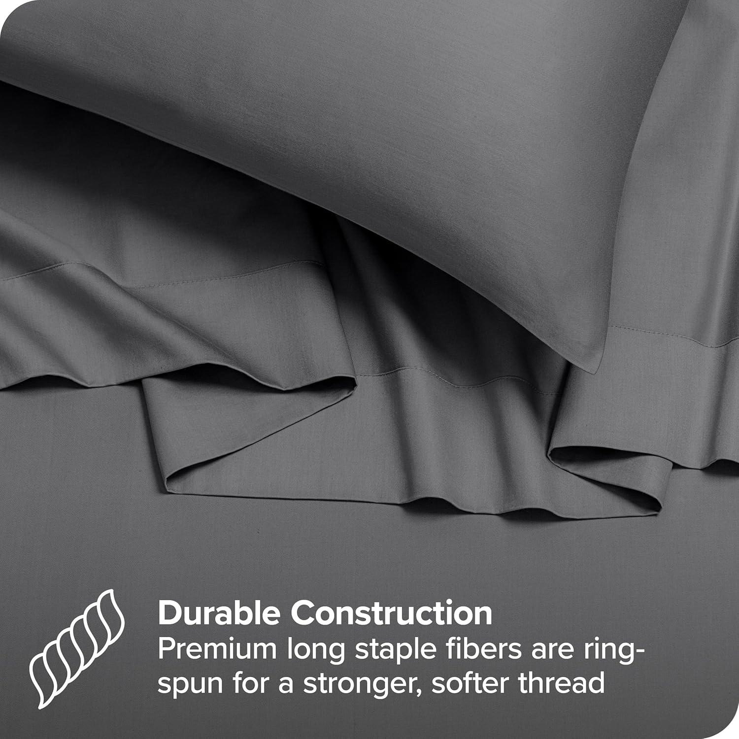 400 Thread Count Organic Cotton Sateen Grey 4 Piece Full Bed Sheet Set by Bare Home