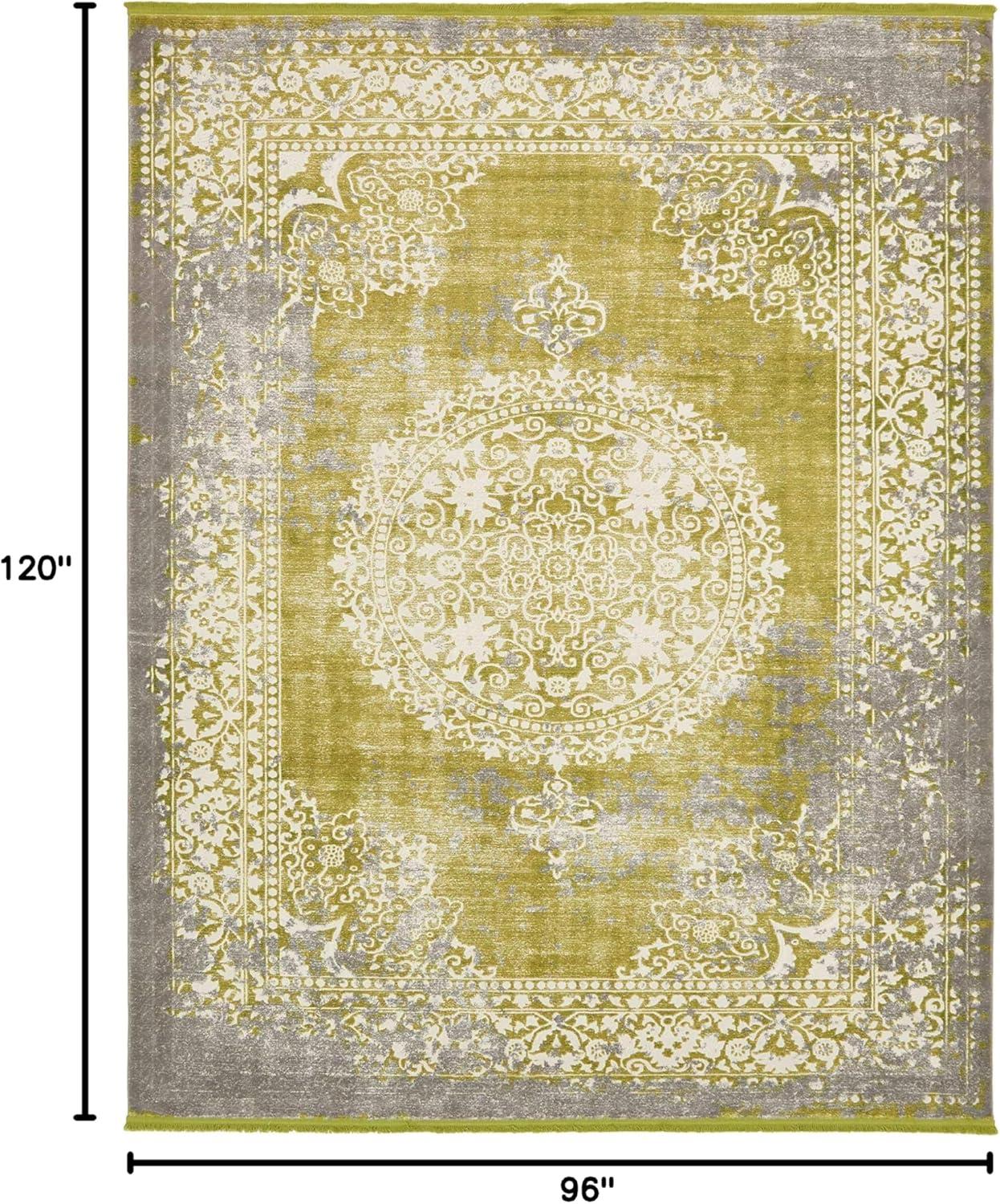8' x 10' Green and Gray Abstract Synthetic Area Rug