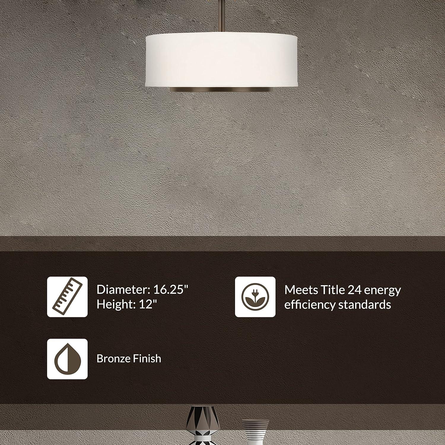 Nance Bronze 2-Light Semi-Flush Convertible Pendant with Satin Etched Glass