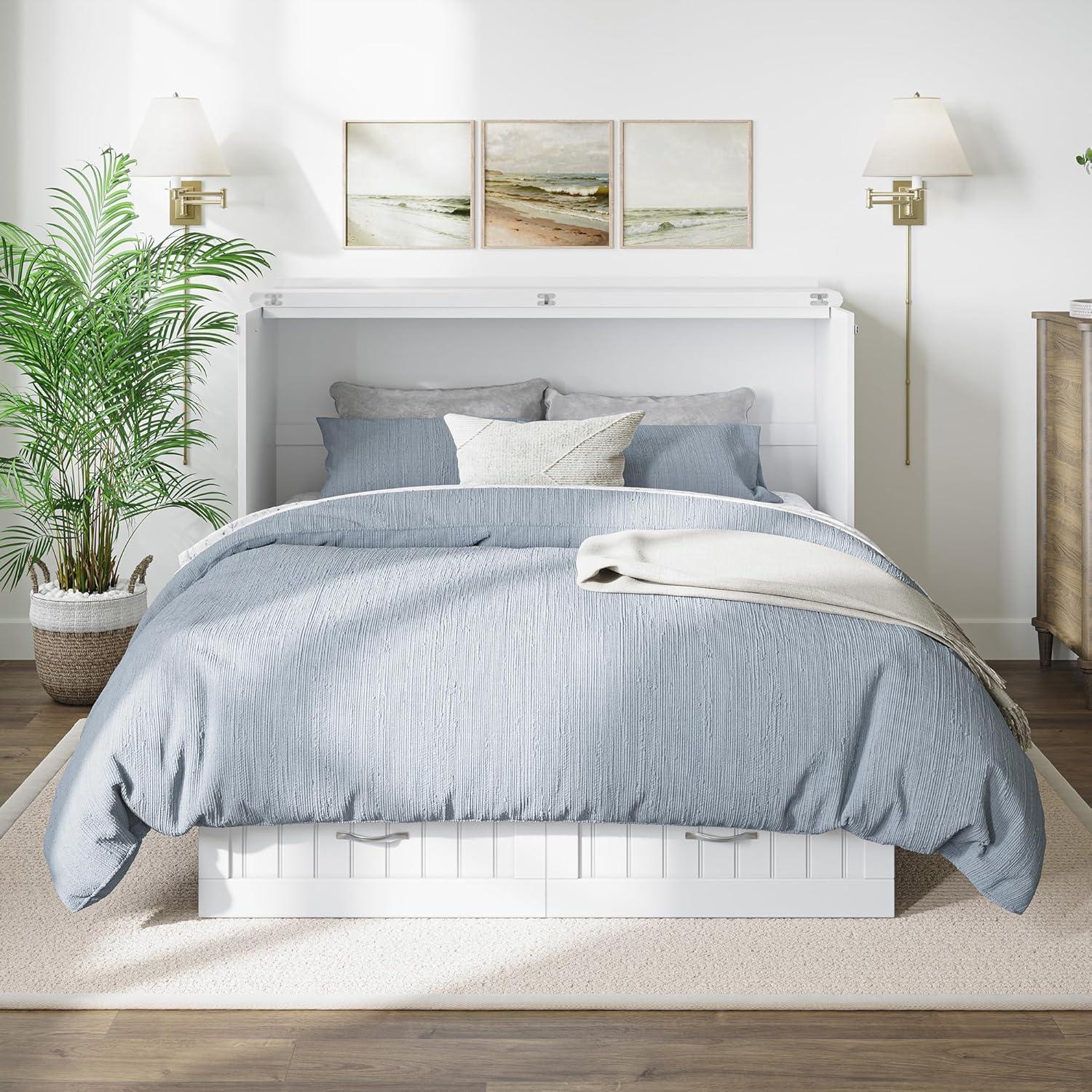 Queen Nantucket Murphy Bed Chest USB Turbo Charger White - AFI