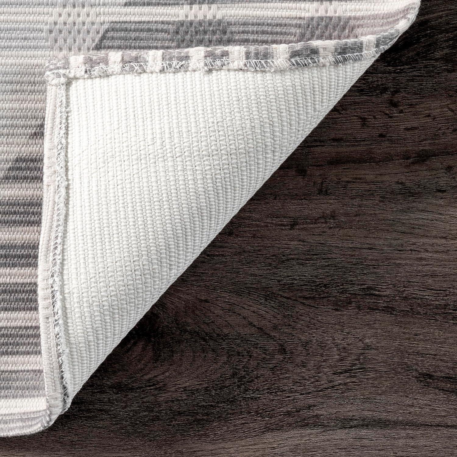 Nuloom Alesha Modern Striped Machine Washable Indoor Area Rug Beige 4' x 6'