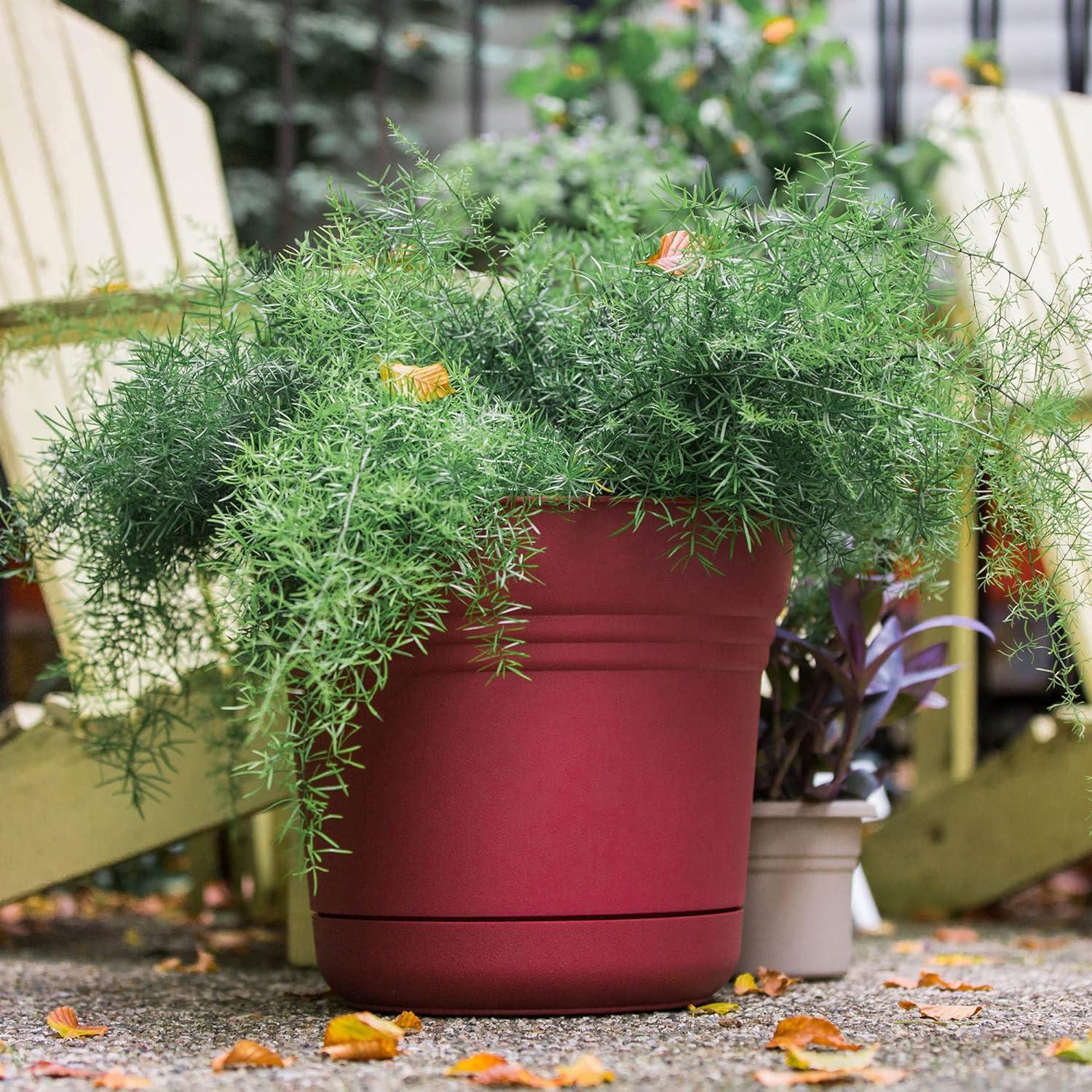 Saturn 10" Burnt Red Round Self-Draining Planter with Saucer