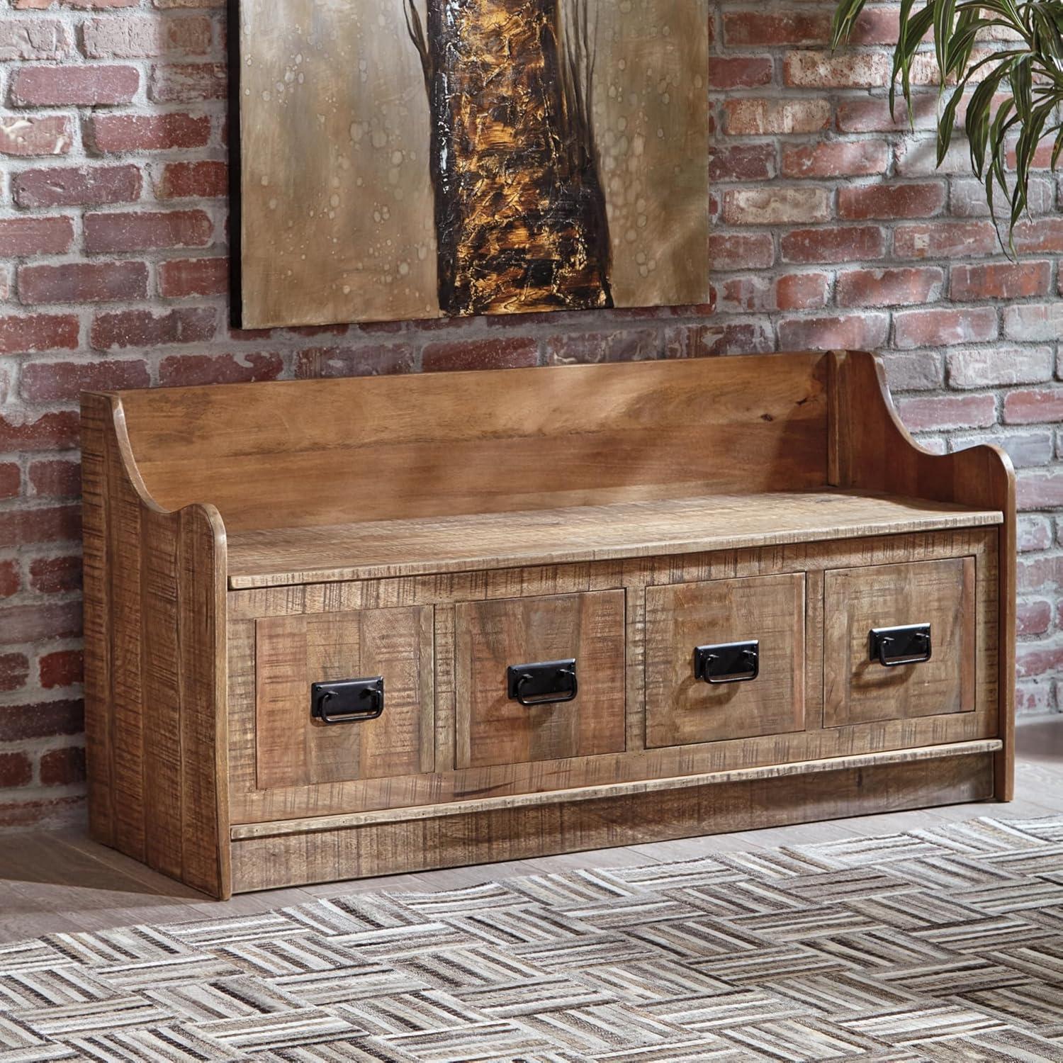 Garrettville Storage Bench Brown - Signature Design by Ashley: Solid Wood, Entryway, Ottoman, End-of-Bed
