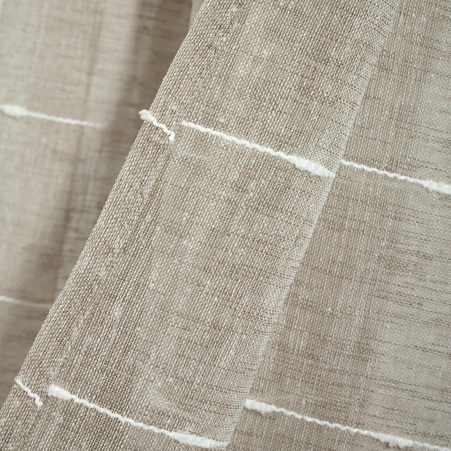 Farmhouse Textured Sheer Polyester Sheer Curtain Pair (Set of 2)