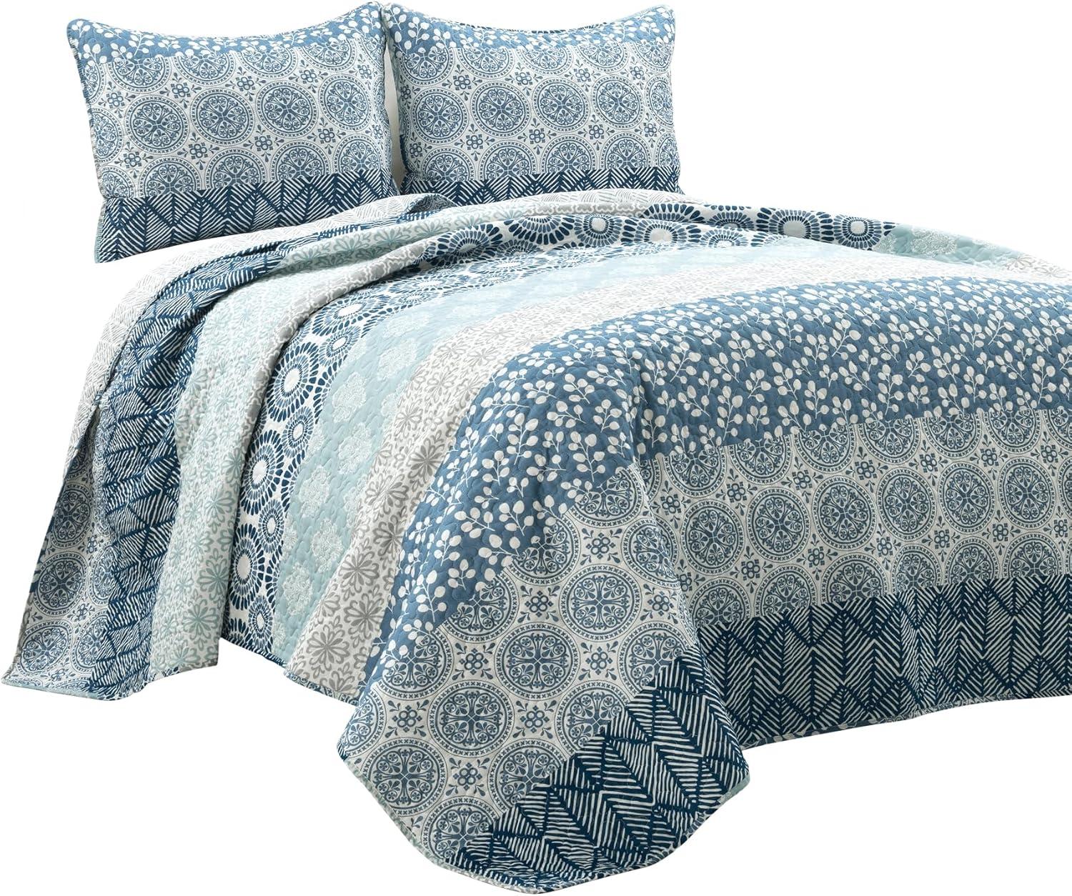 Lush Decor Bohemian 100% Cotton Reversible 3-Piece Quilt Set