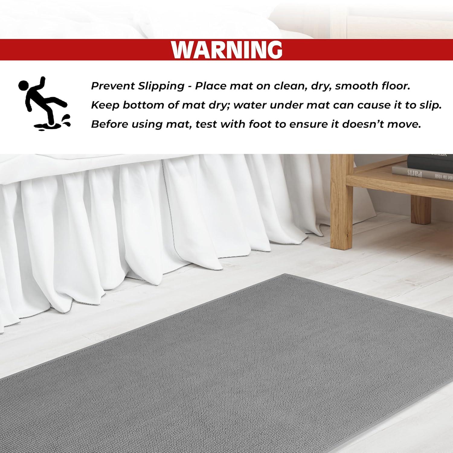 American Soft Linen 100% Cotton Bath Mat Rugs, 20x34 inches Slip Resistant Bottom Base Bath Mats for Bathroom, Rockridge Grey