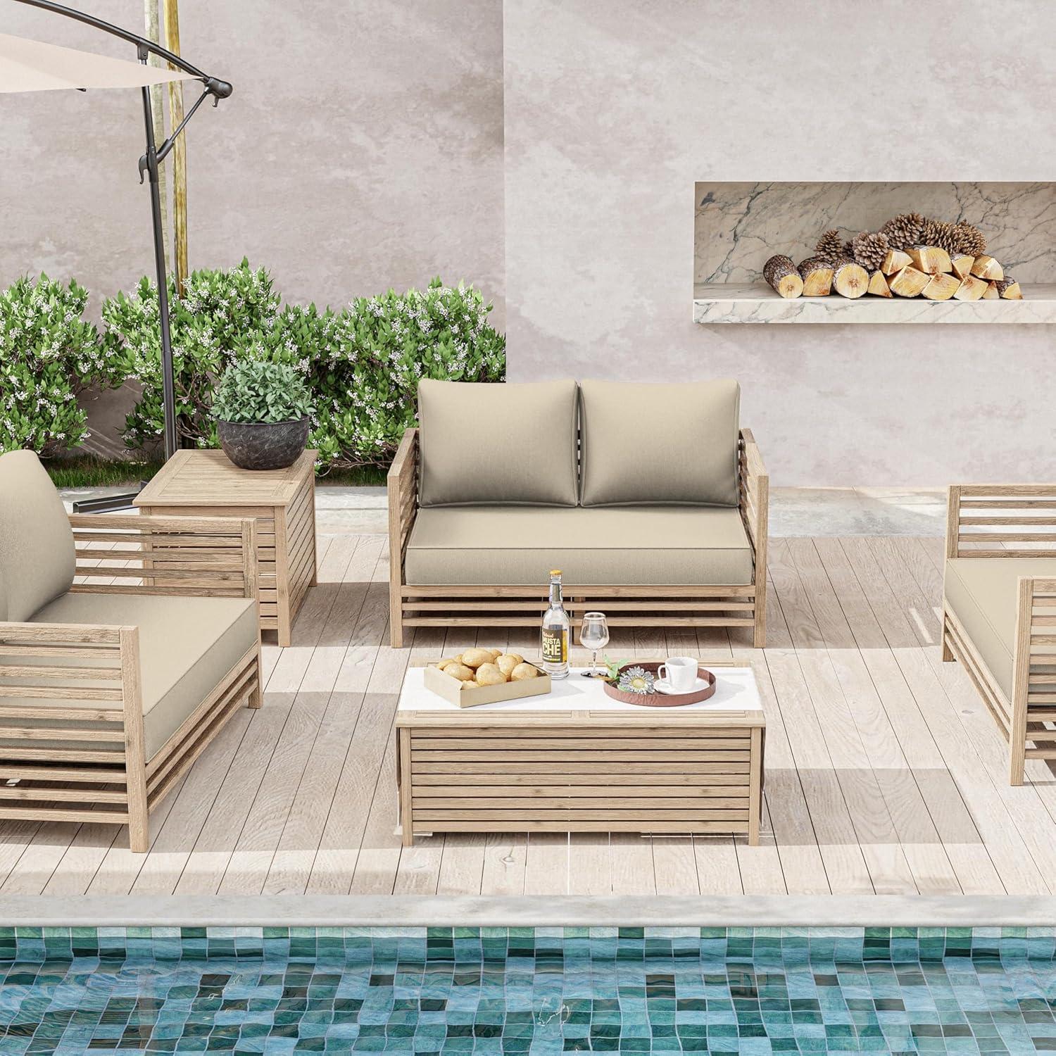 Outdoor Loveseat Cushion Set 46 X 26 Inch Water Repellent & Fadeness Patio Furniture Cushions,Removable Outdoor Couch Cushions with Hidden Zipper & Adjustment Staps for Couch, Bench, and Swing