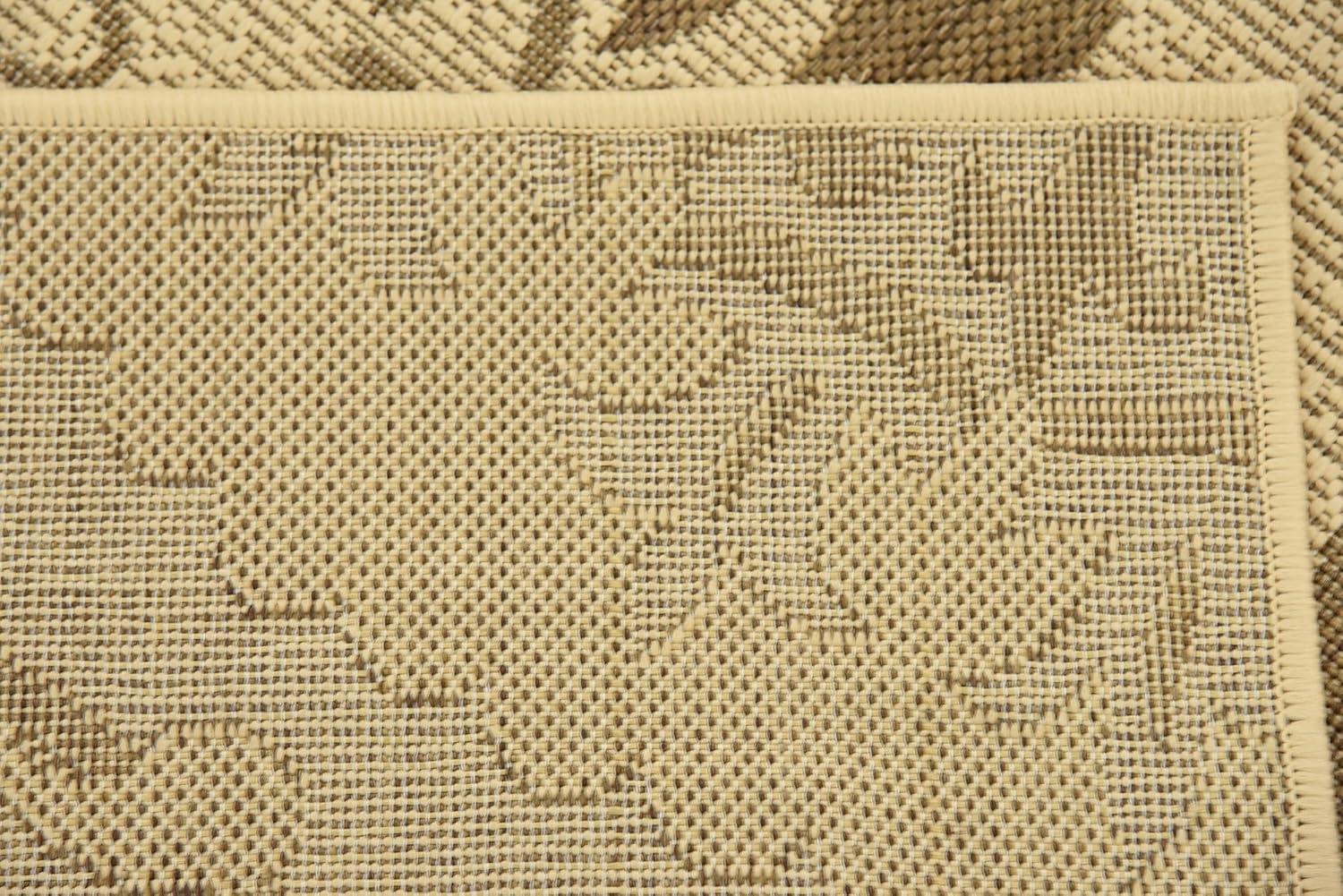 Brown and Beige Abstract Outdoor Synthetic Area Rug