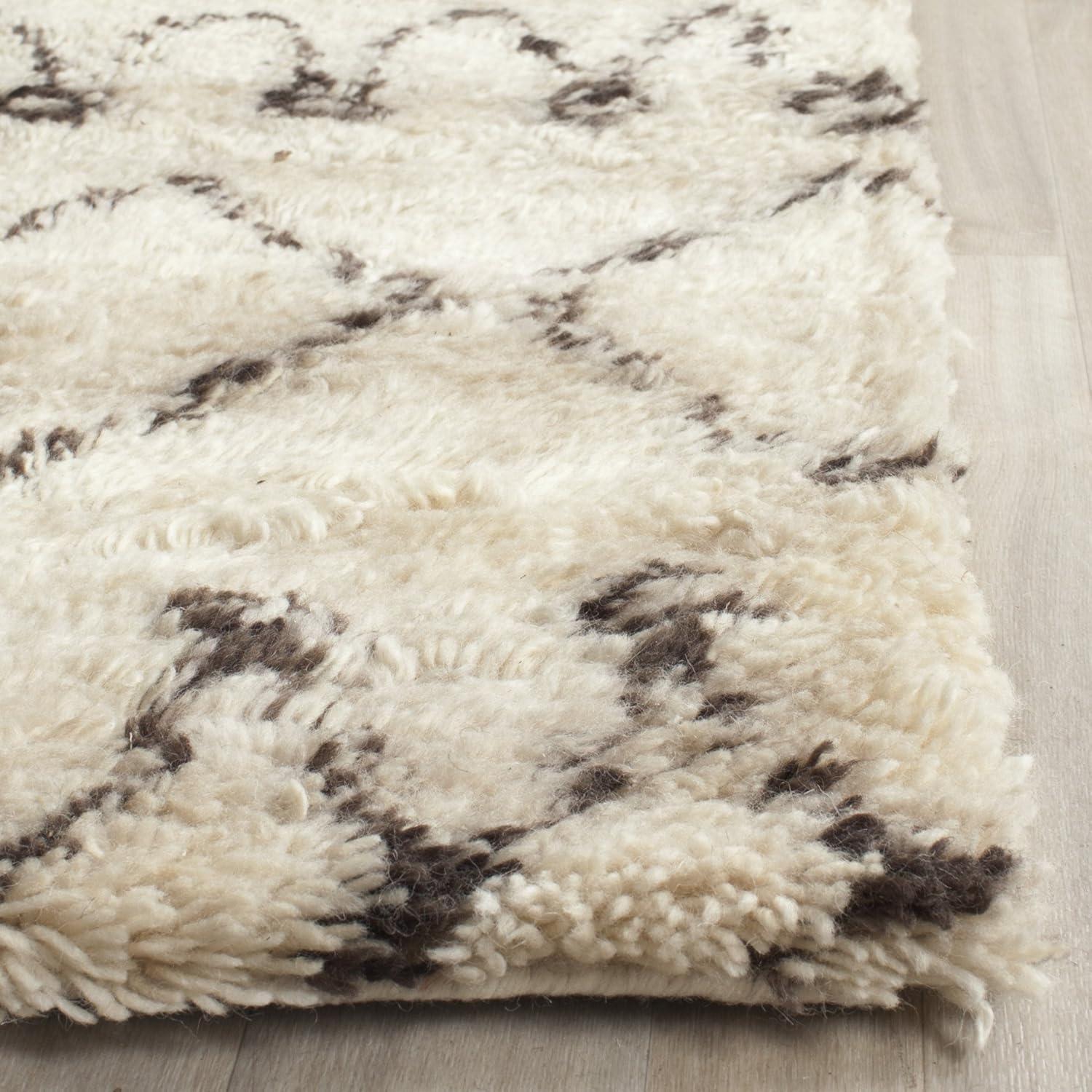 New Rug Collections CSB851A-9-Color:Ivory/Black,Design:Shag & Flokati,Shape:Medium Rectangle,Size:8'L x 5'W