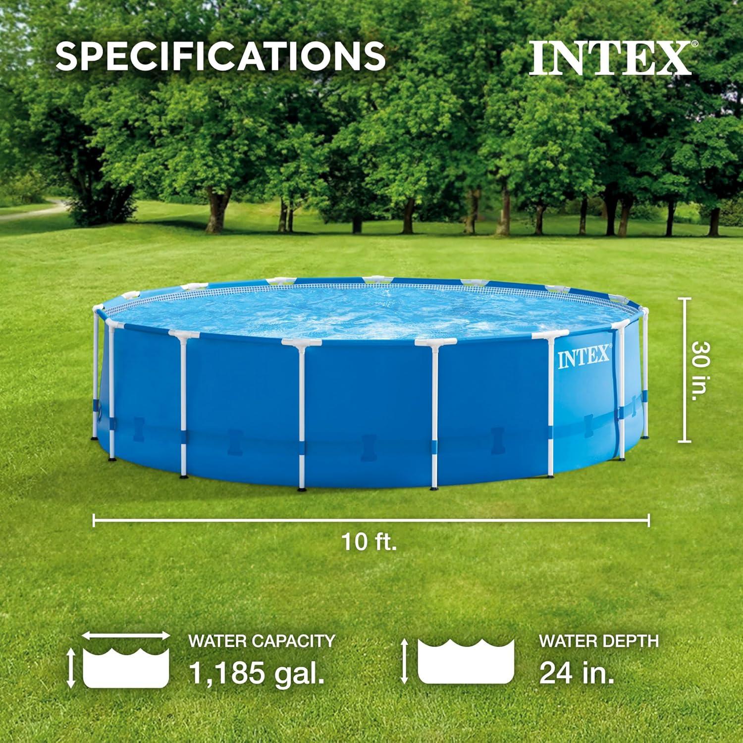 Intex Intex 10ft x 30in Metal Frame Swimming Pool Set with Filter and Debris Cover