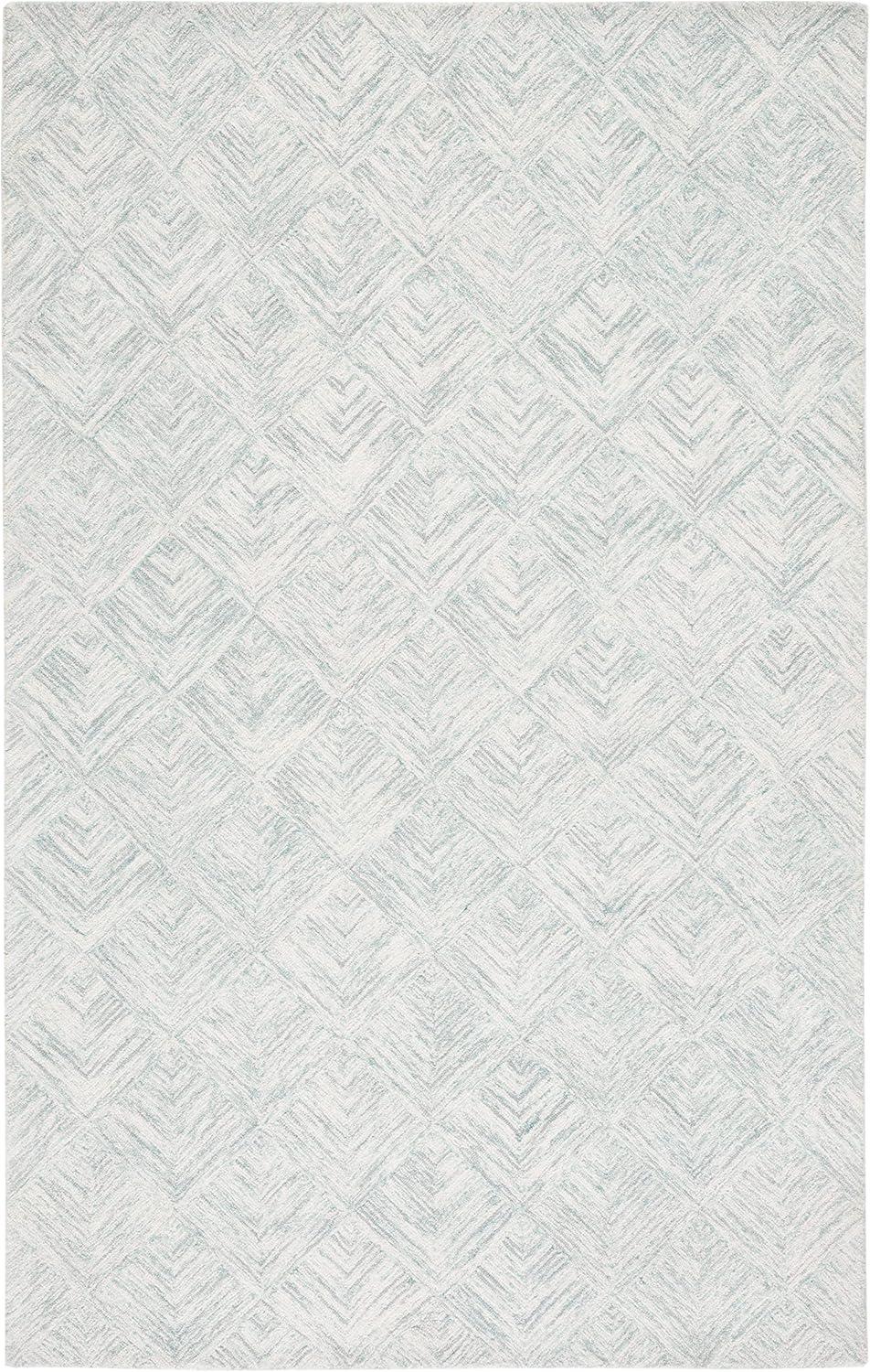 Abstract ABT428 Handmade Indoor Area Rug - Grey/Turquoise - 4'x6' - Safavieh