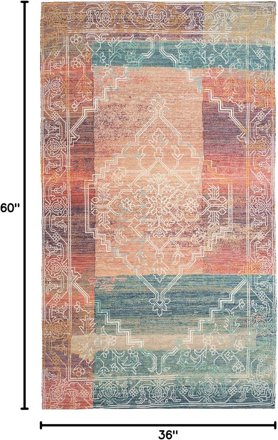 Saffron SFN592 Hand Loomed Indoor Accent Rug - Coral/Aqua - 3'x5' - Safavieh