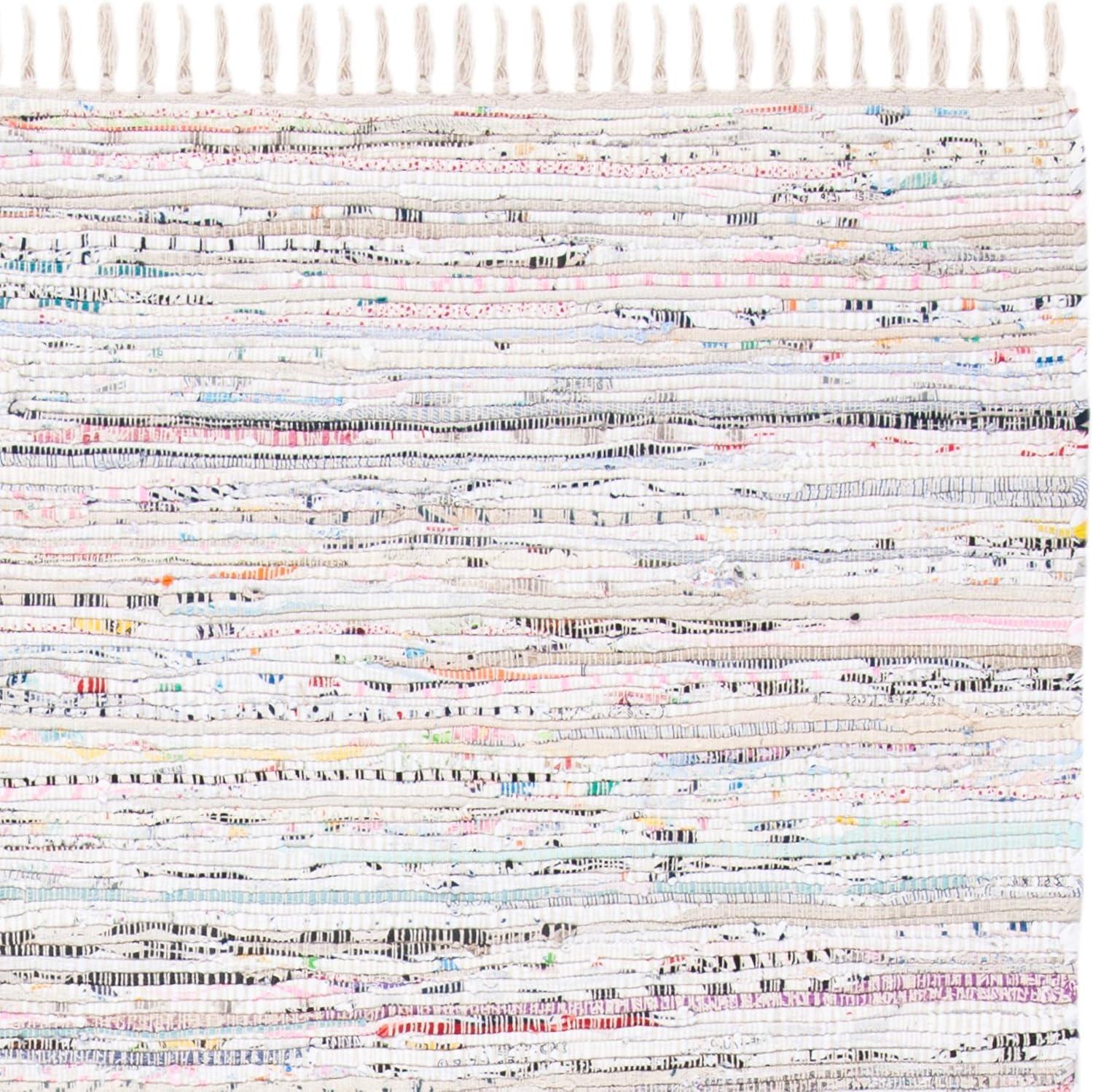 Rag Rug RAR121 Hand Woven Indoor Accent Rug - 2'6"x4' - Ivory/Multi - Safavieh