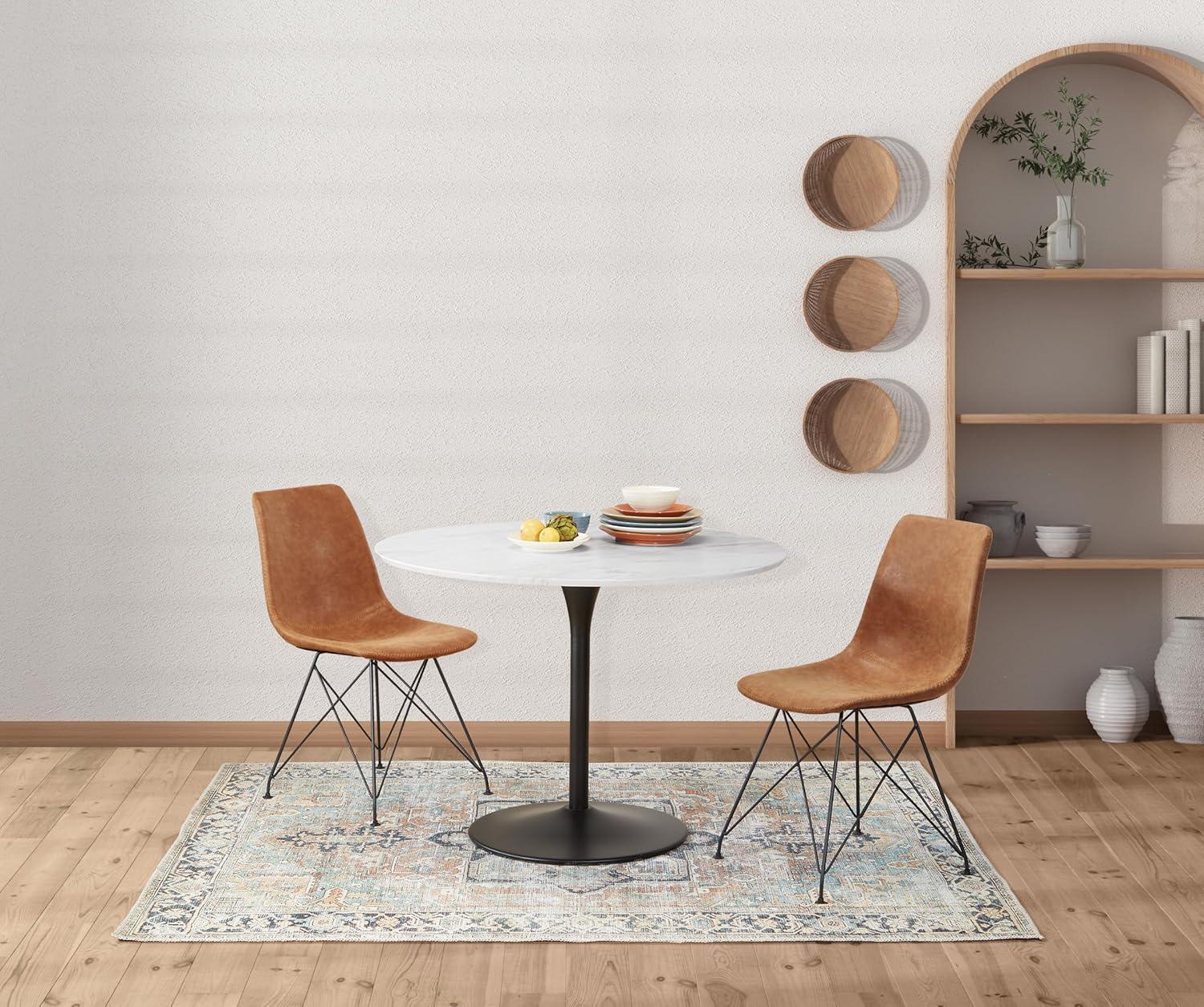 2pc Ave Six Trenton Chair Sand - OSP Home Furnishings: Faux Leather, Metal Legs, Armless Stationary Seating