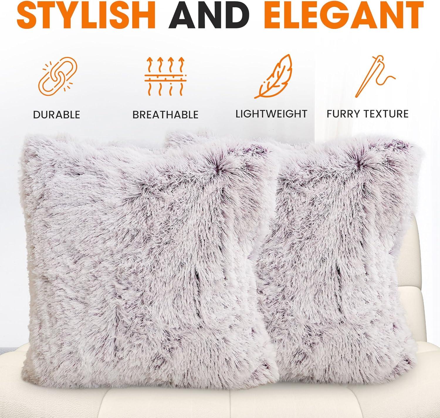 Cheer Collection Faux Fur Throw Pillow (Set of 2)