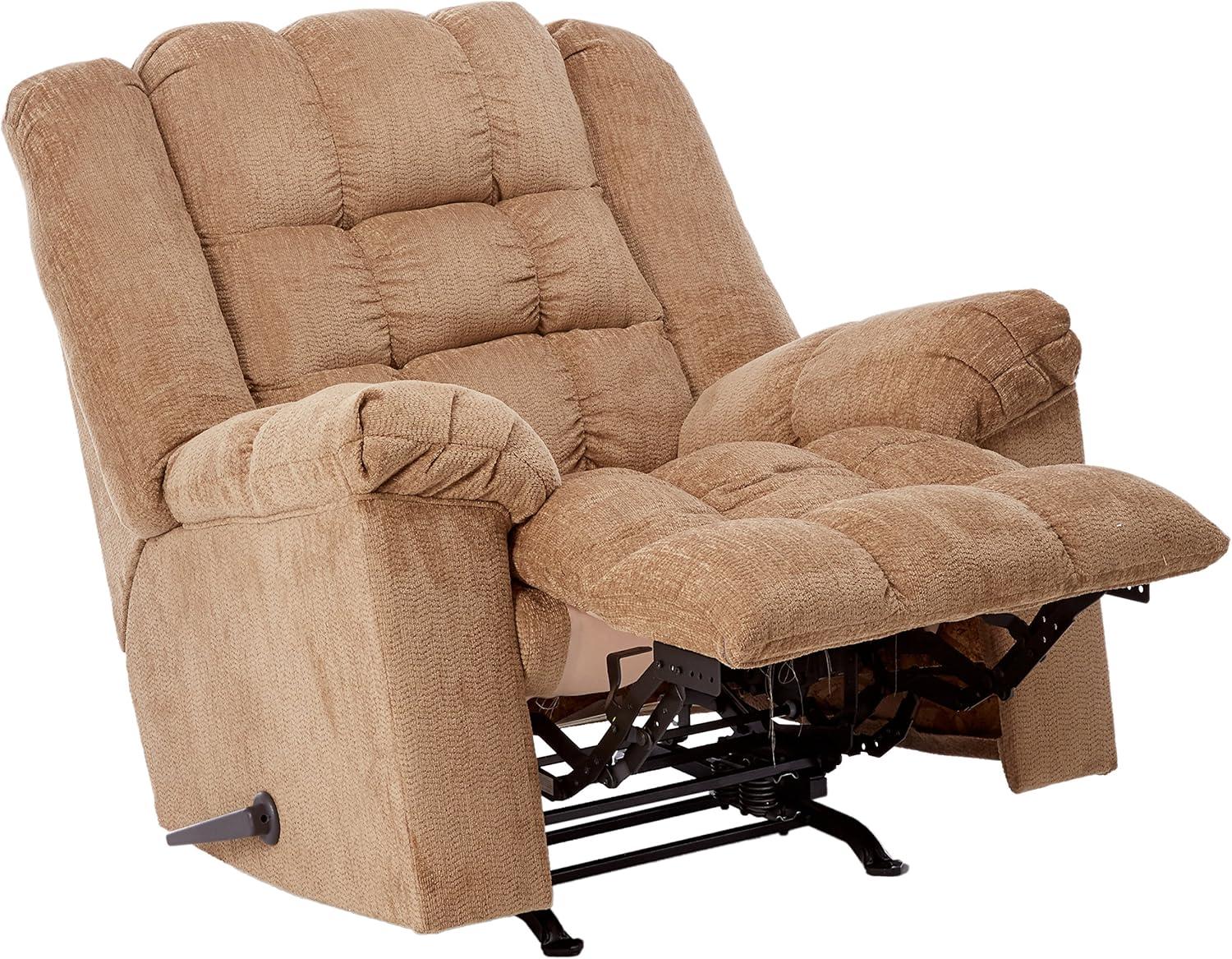 Ludden Rocker Side Lever Recliner Sand - Signature Design by Ashley: Plush Upholstery, Metal Legs, Foam Fill