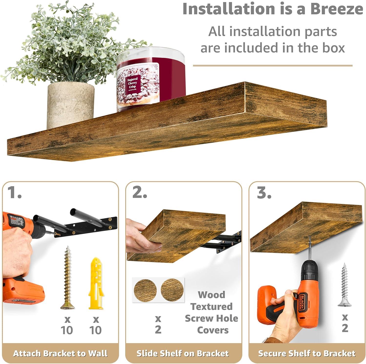 Sorbus Floating Shelves with Invisible Mounting Set of 2