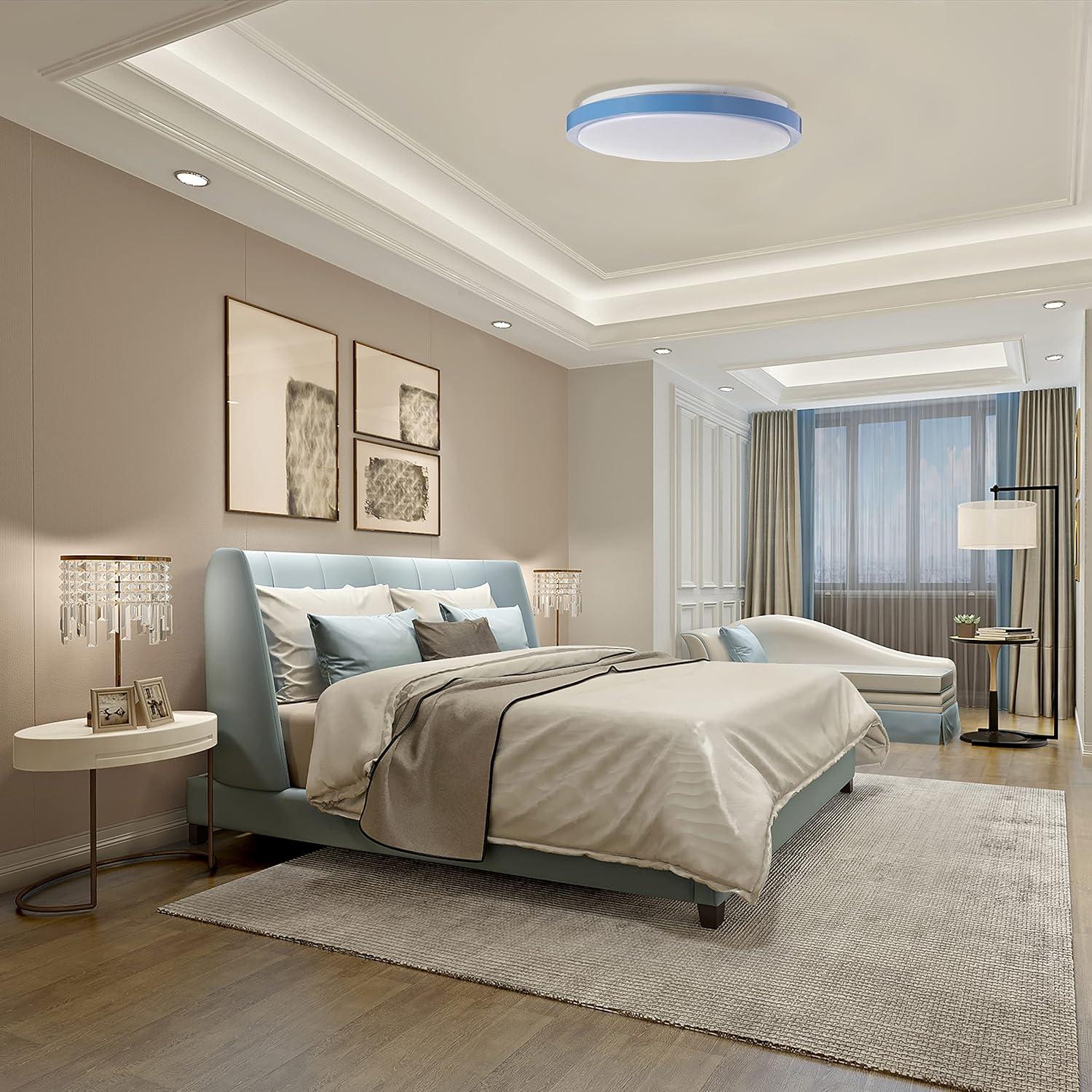 LED Ceiling Light Fixture Flush Mount Lighting, 6500K 30,000 Hour Lifetime 15 in. Blue 36W