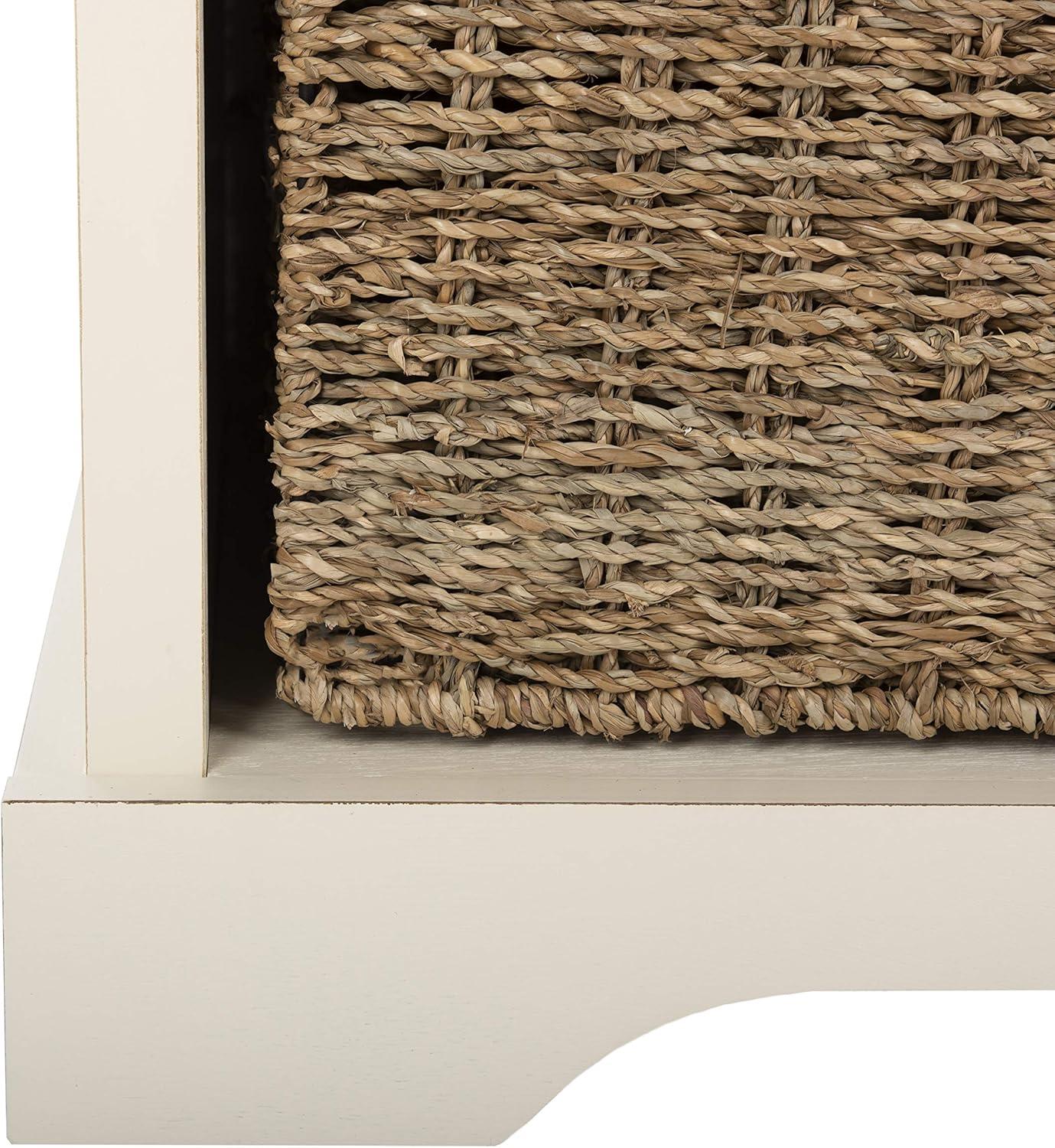 Lonan Wicker Storage Bench - White - Safavieh