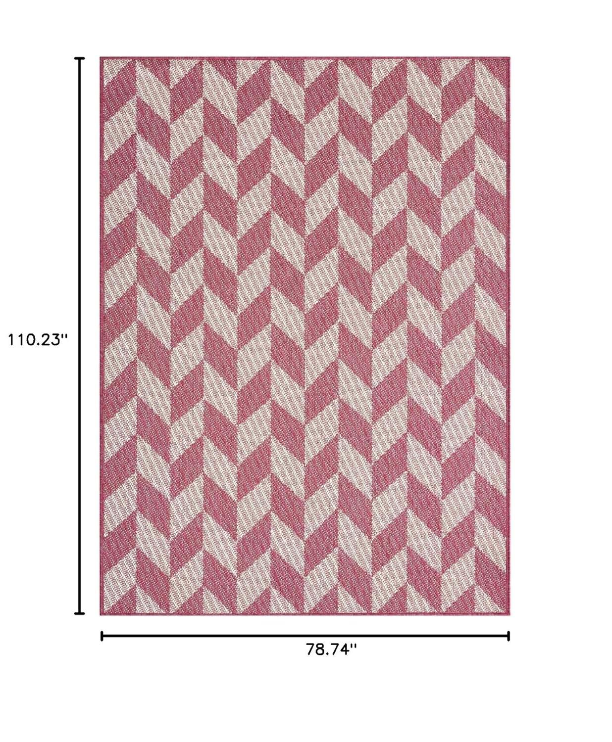 NICOLE MILLER NEW YORK Country Calla Herringbone Indoor/Outdoor Area Rug, Pink/Ivory
