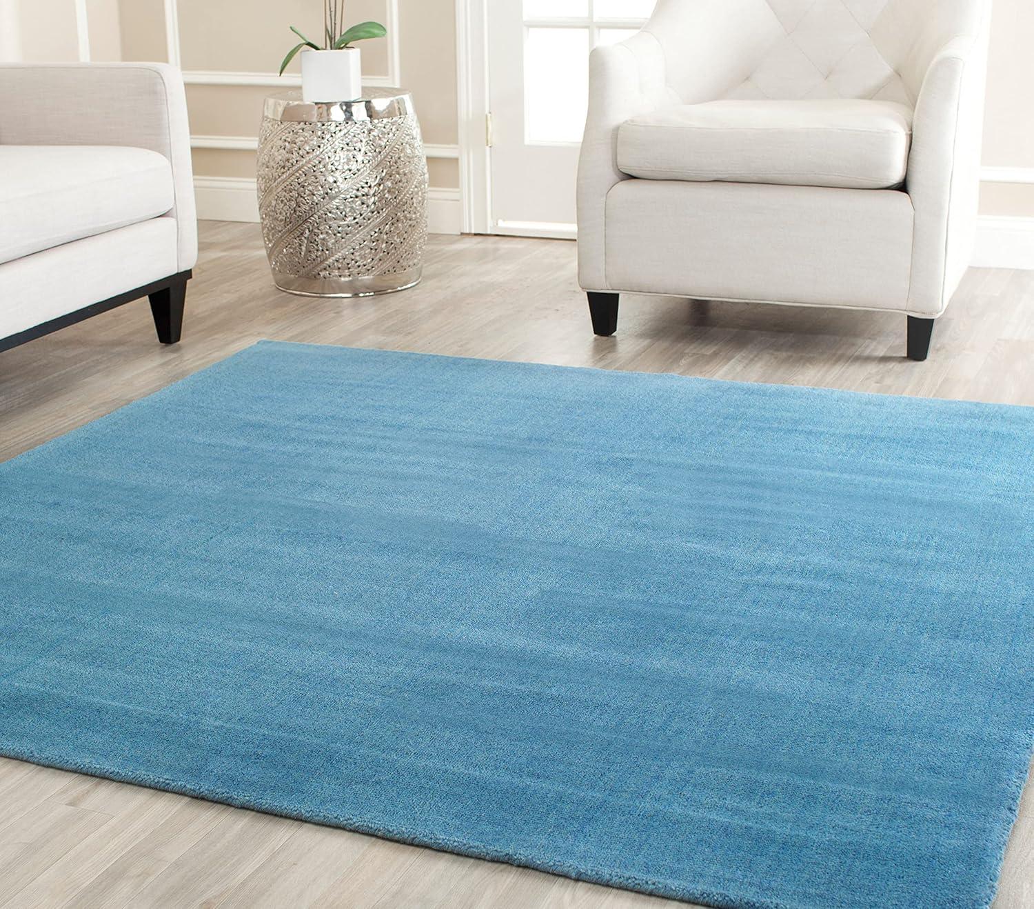 Himalaya Blue 8' Square Handmade Wool Area Rug