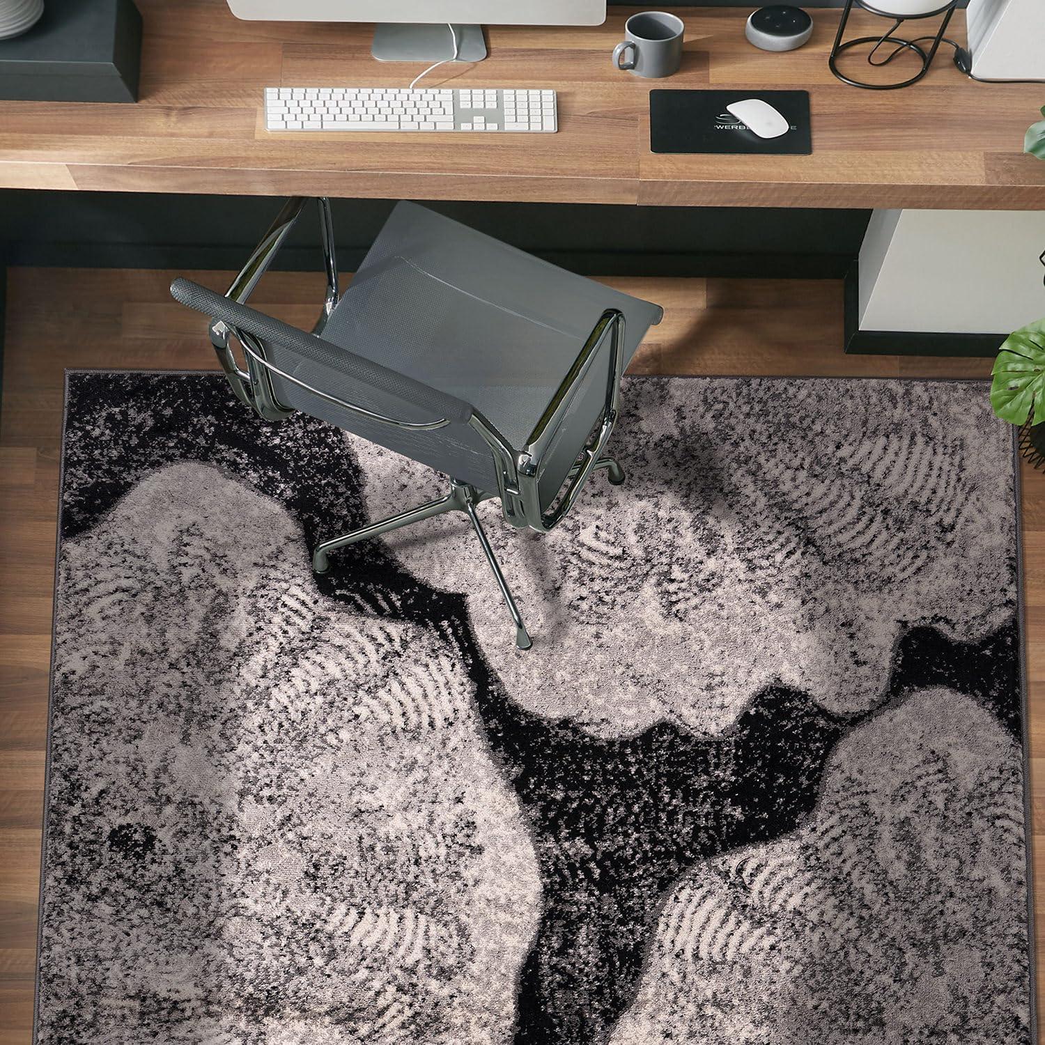 World Rug Gallery Contemporary Floral Design Area Rug - Black 2'x7'