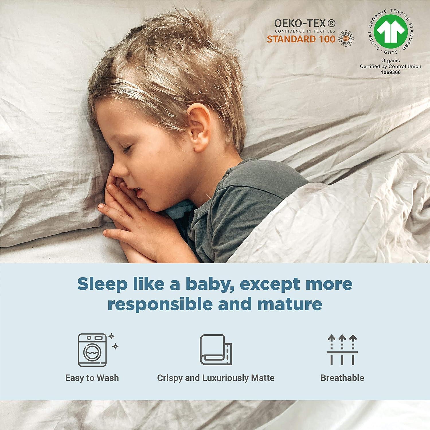 Fabdreams 400 Thread Count Certified Organic Cotton Sateen Pillowcase Set (King, Light Grey)