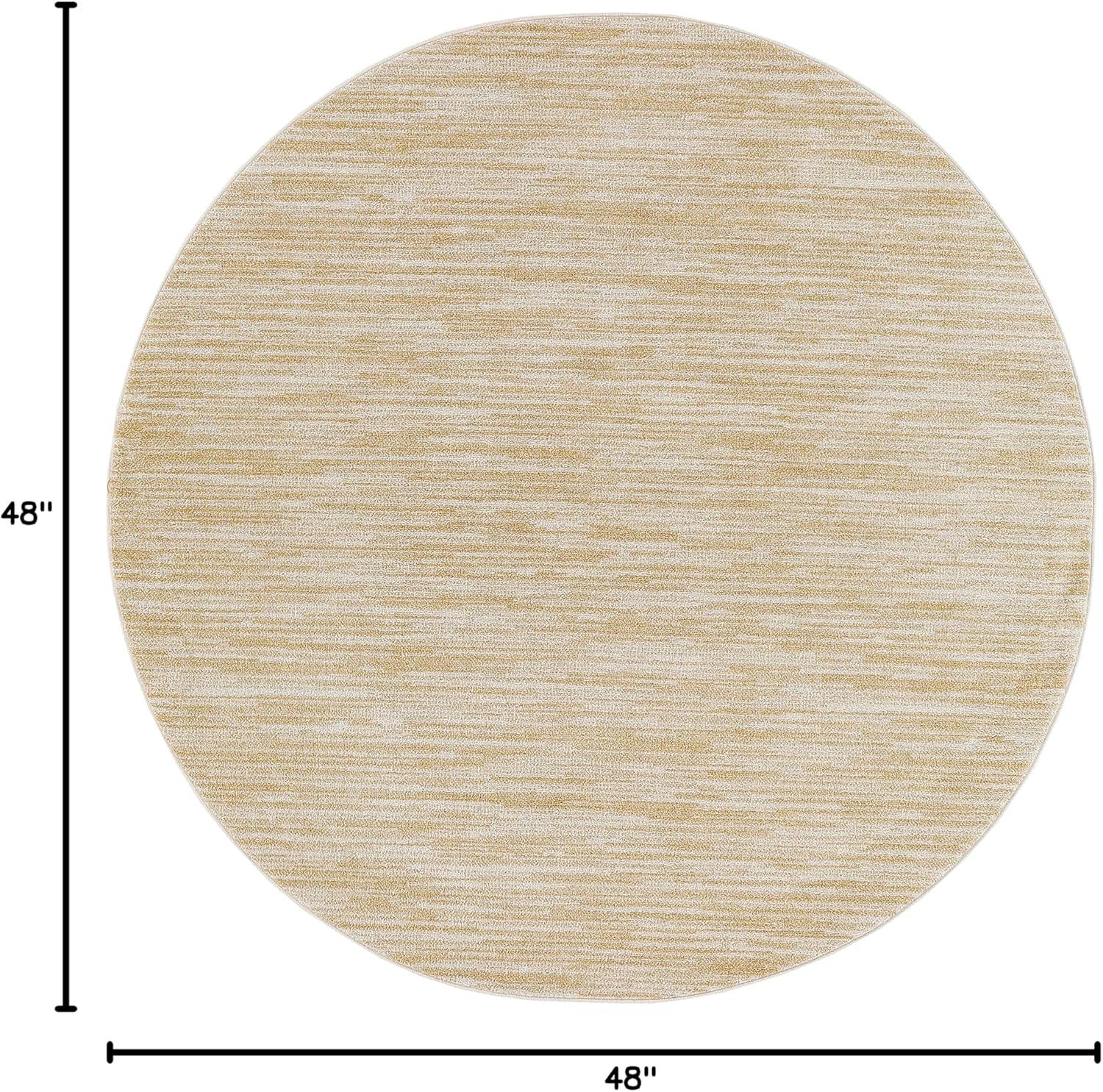 Nourison Essentials 4' x Round Ivory Gold Indoor/Outdoor Rug