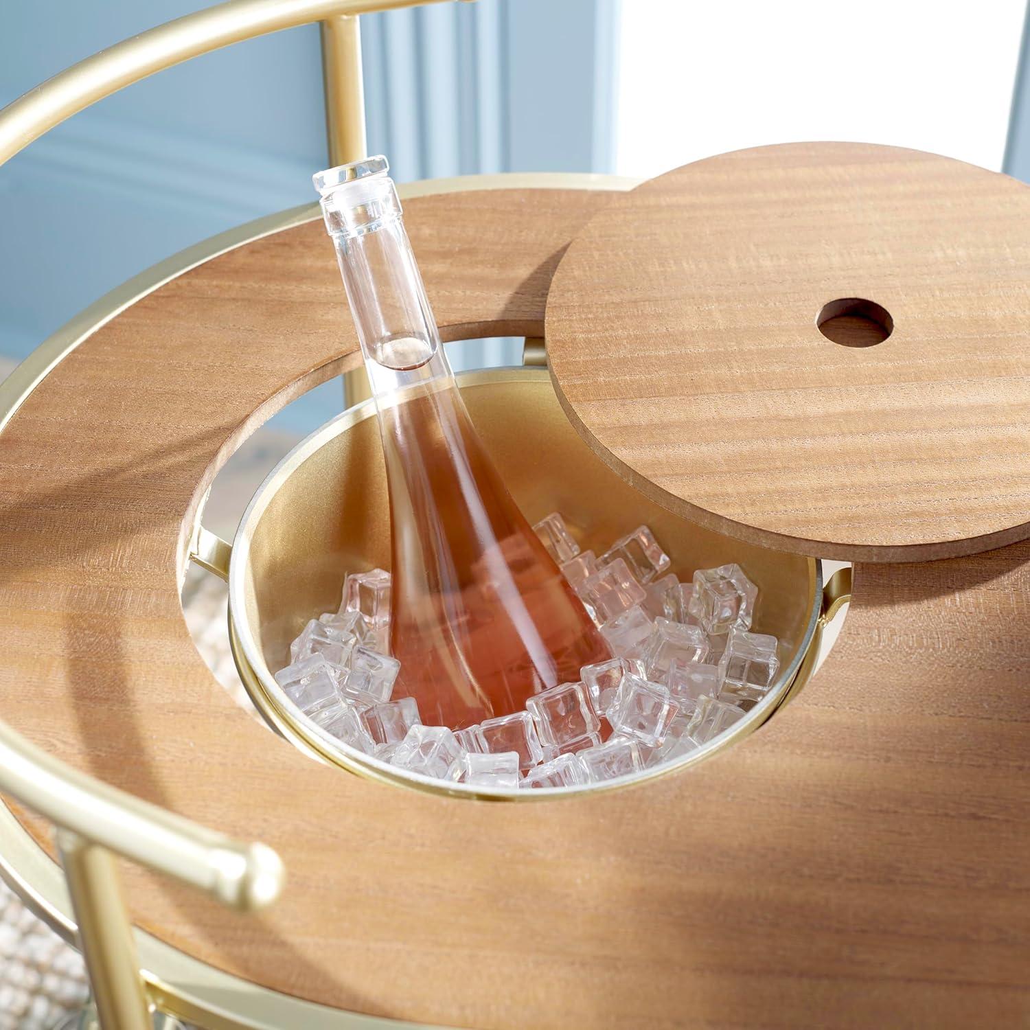 Alora 2 Tier Bar Cart With Bucket - BCT2502A - Brushed Gold/Natural - Safavieh
