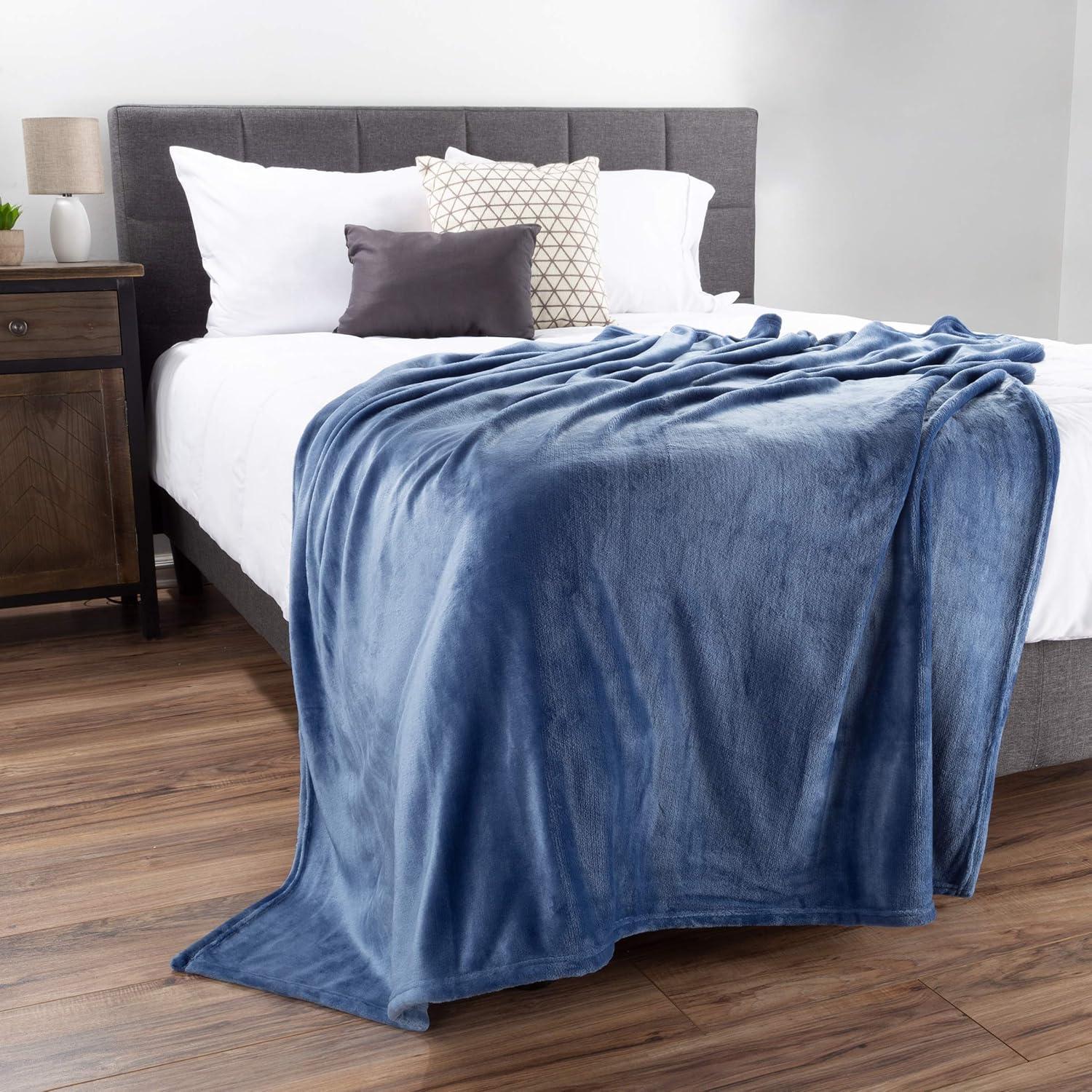 Flannel Fleece Throw Blanket- For Couch, Home Décor, Sofa & Chair- Oversized 60 x 70 - Lightweight, Soft & Plush Microfiber in Infinity Blue by LHC