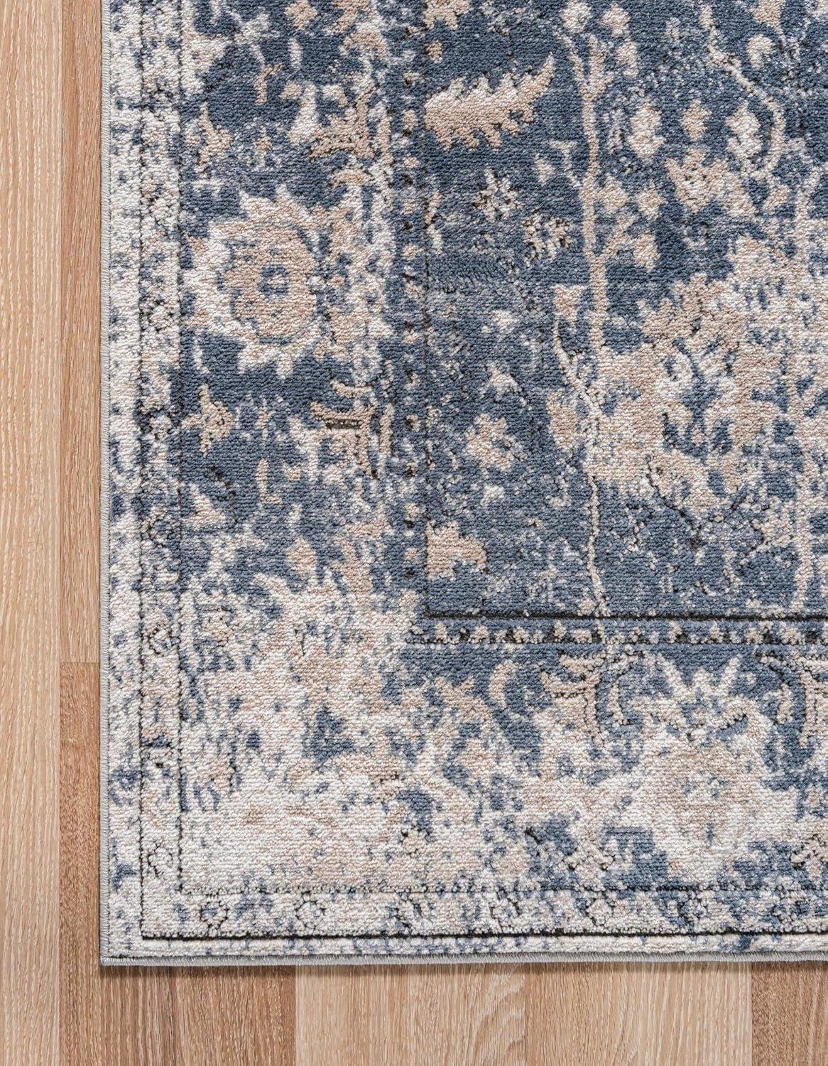 Nuloom Florid Emma Floral 4x6 Indoor Area Rug for Living Room Bedroom Dining Room Kitchen, Blue/Ivory