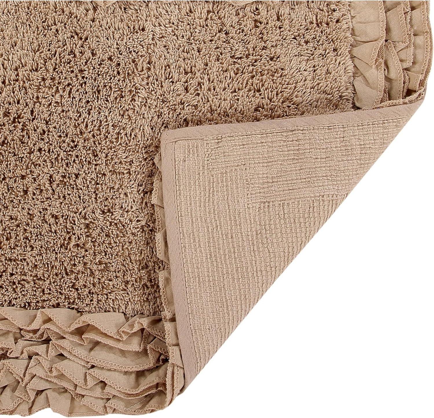 Better Trends Shaggy Boader 100% Cotton Tufted Non- Slip Backing Bath Rug 24" x 40" Rectangle - Beige