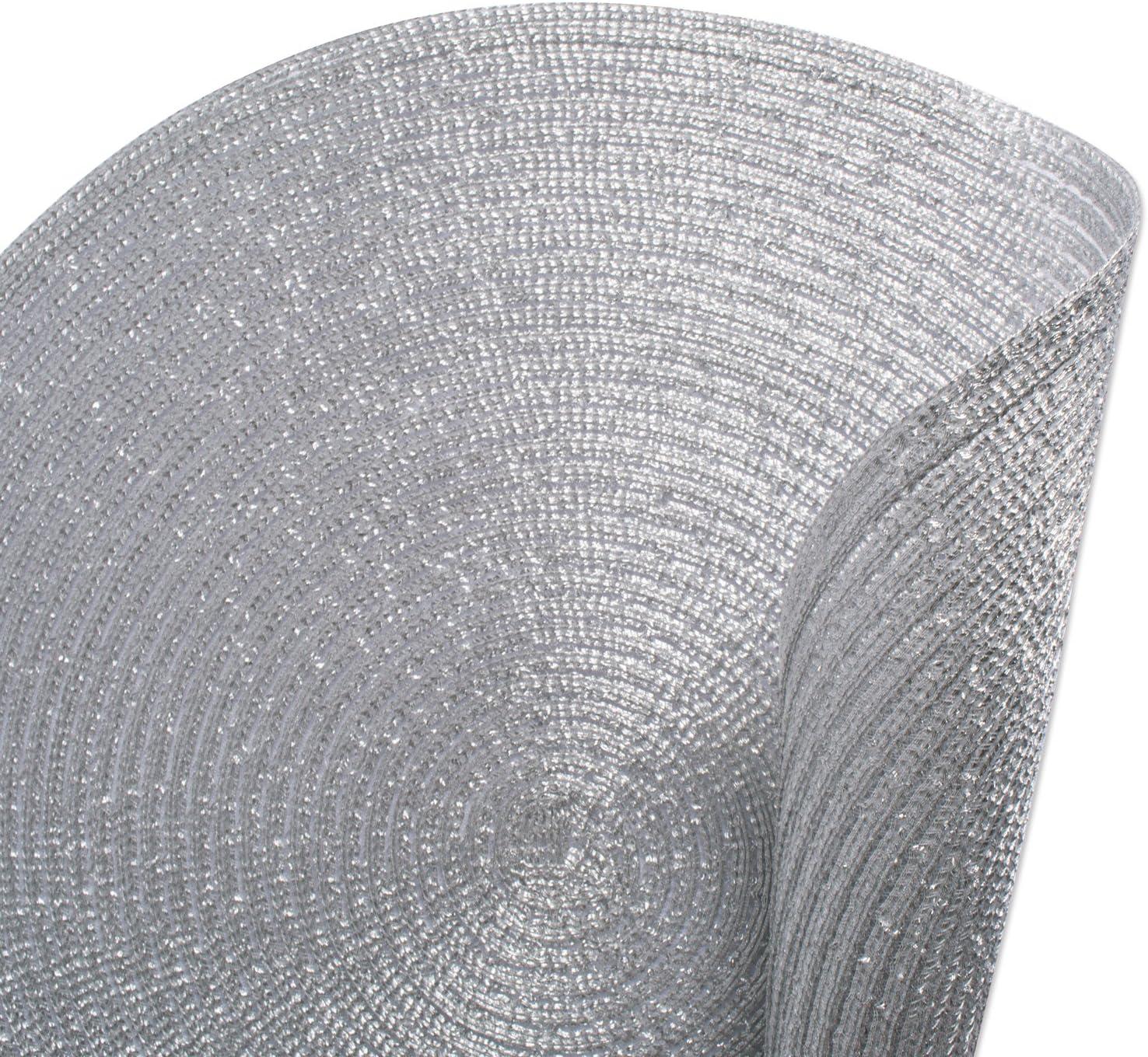Set of 4 Metallic Round Woven Placemat Silver - Design Imports: Polypropylene, Indoor/Outdoor, Easy Clean