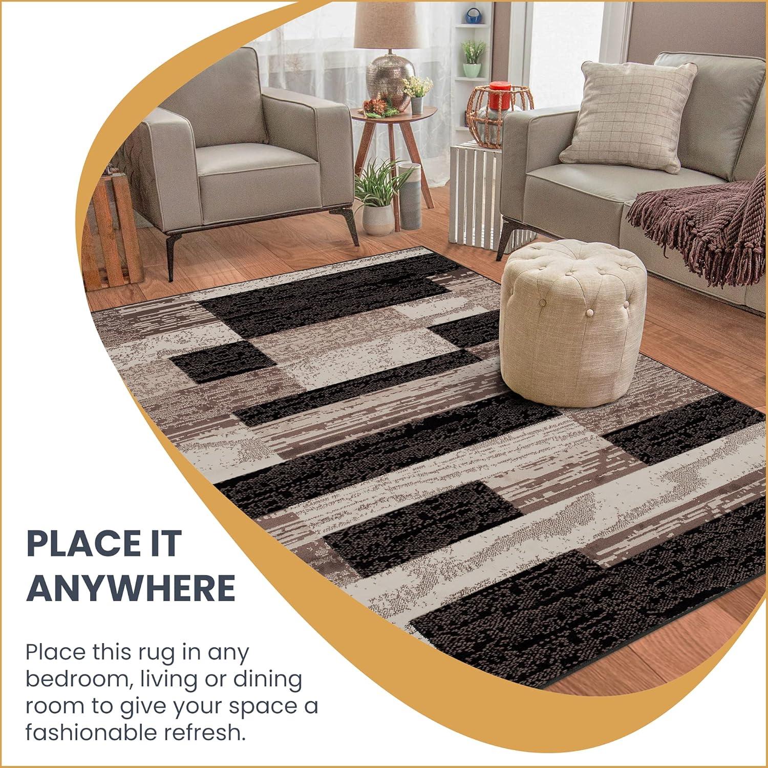 Superior Rockwood Geometric Indoor Area Rug, 5' x 8', Chocolate