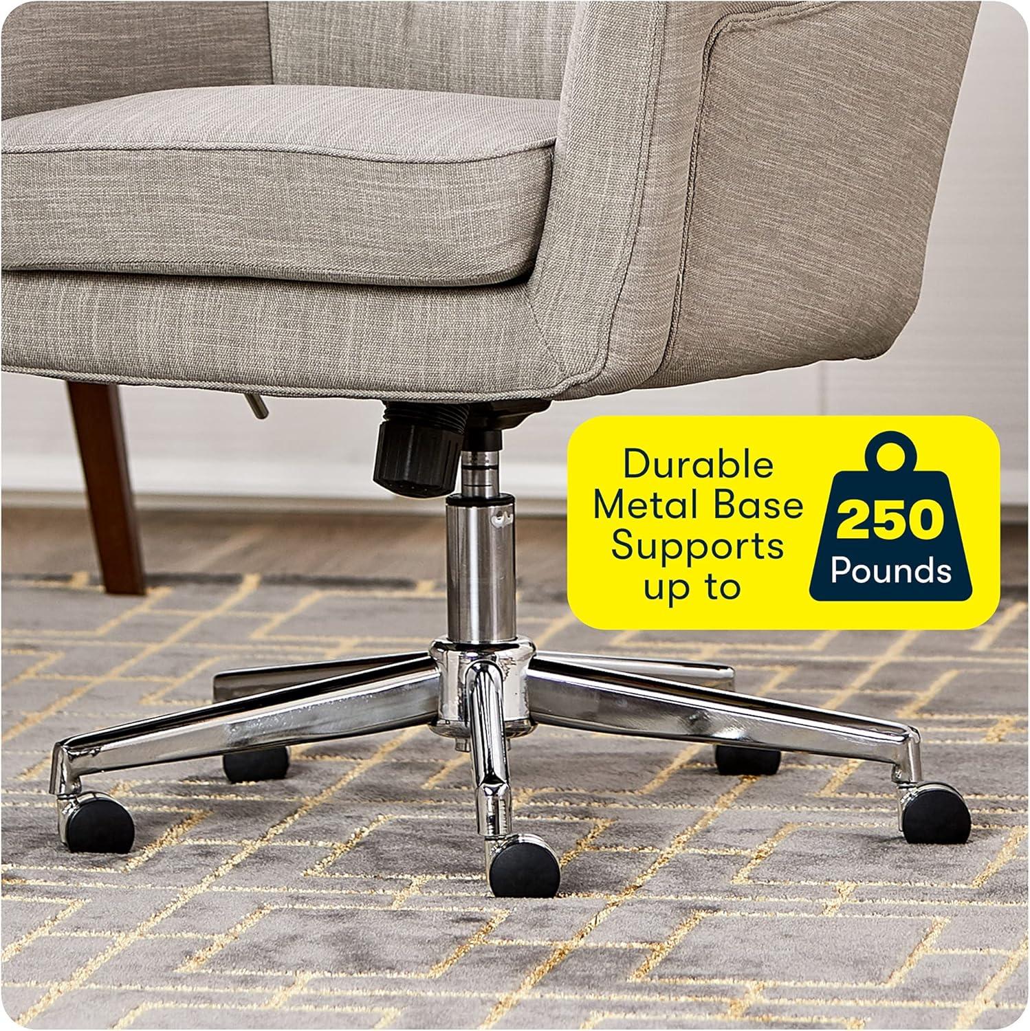 Serta Ashland Modern Office Chair, Mid-Back, Quality Memory Foam Cushion, Metal Base Chrome Finish