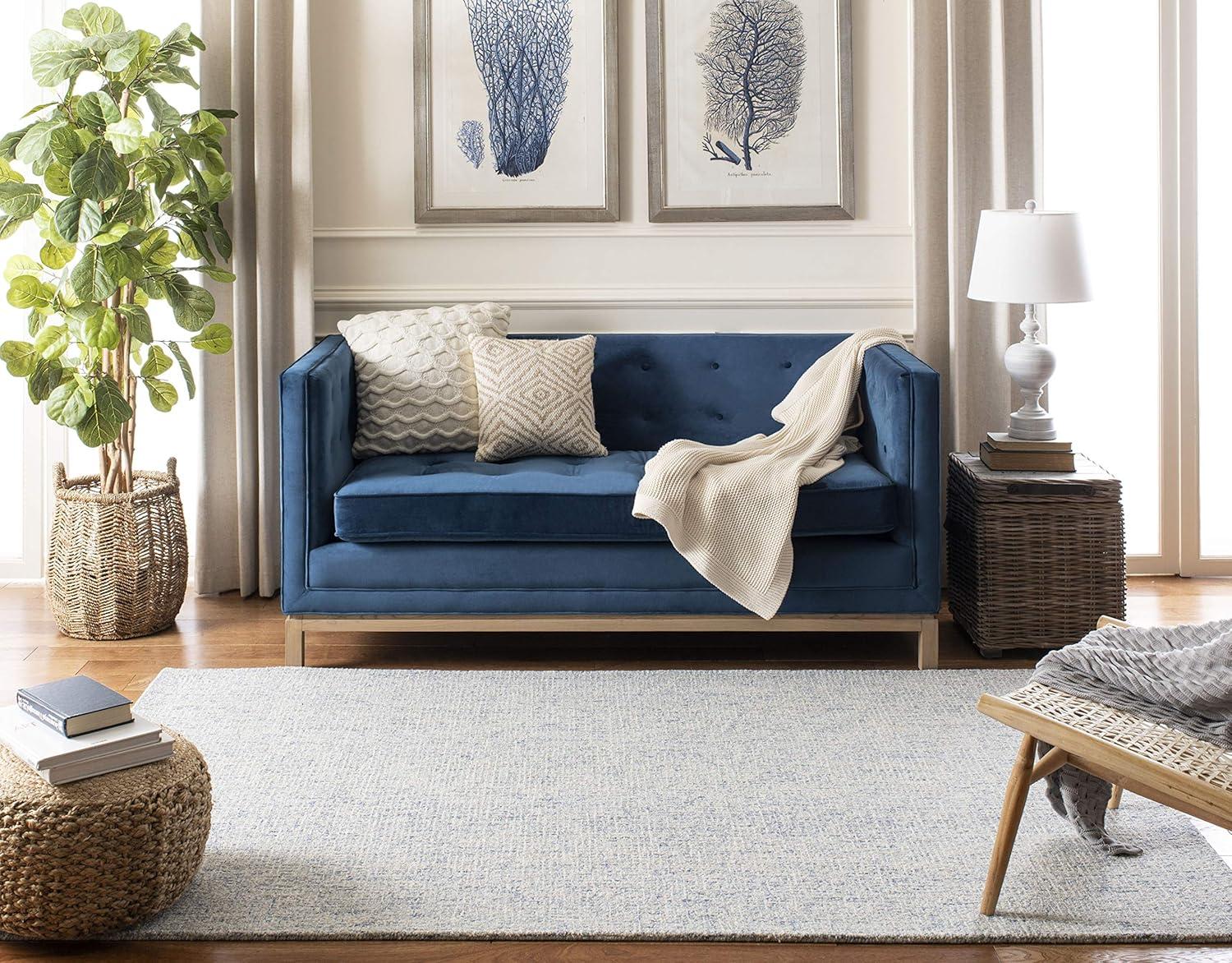 Abstract ABT471 Handmade Indoor Accent Rug - Ivory/Blue - 3'x5' - Safavieh