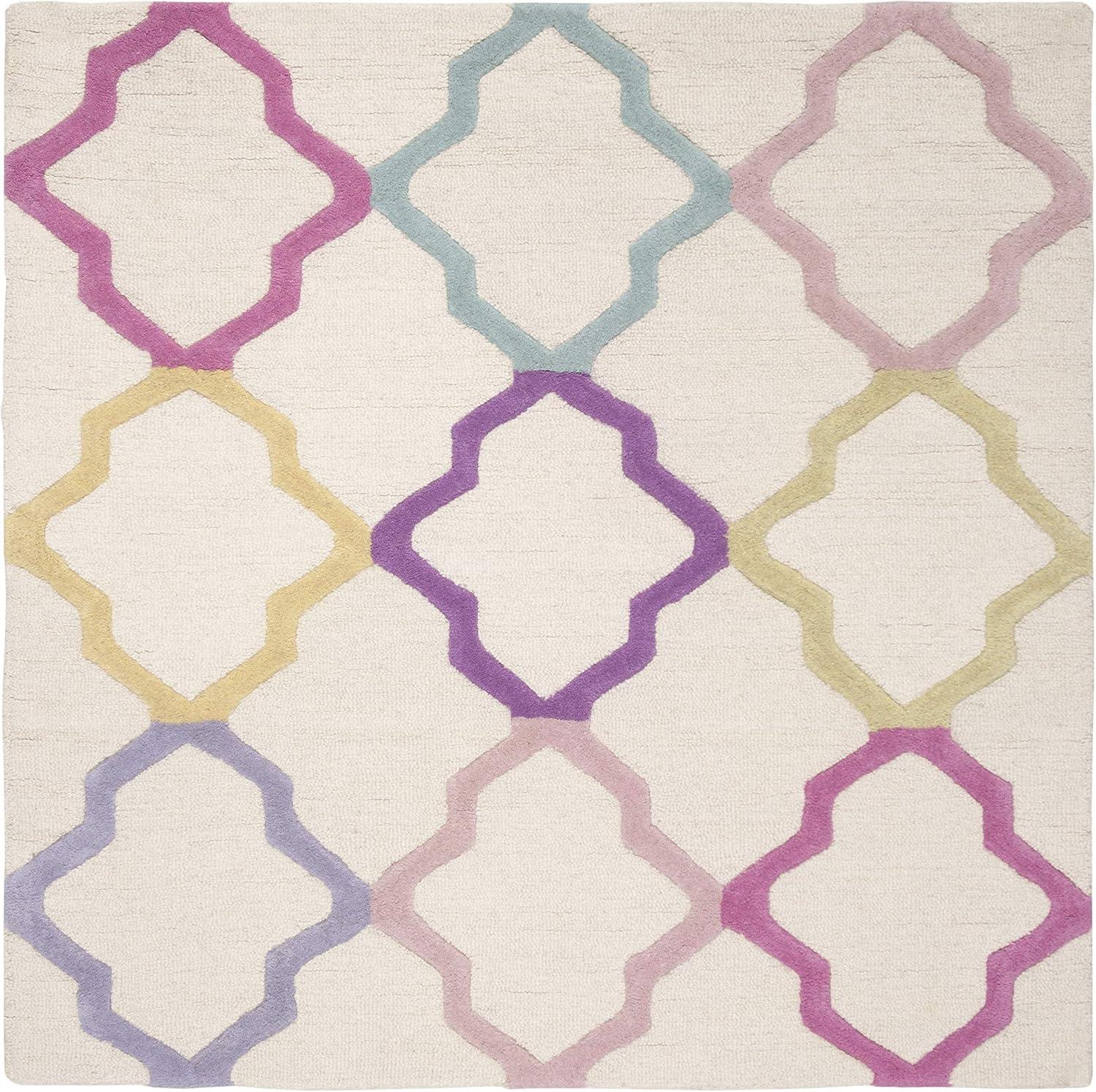 Safavieh Kids SFK102 Hand Tufted Indoor Area Rug - Ivory/Multi - 5'x5' - Safavieh
