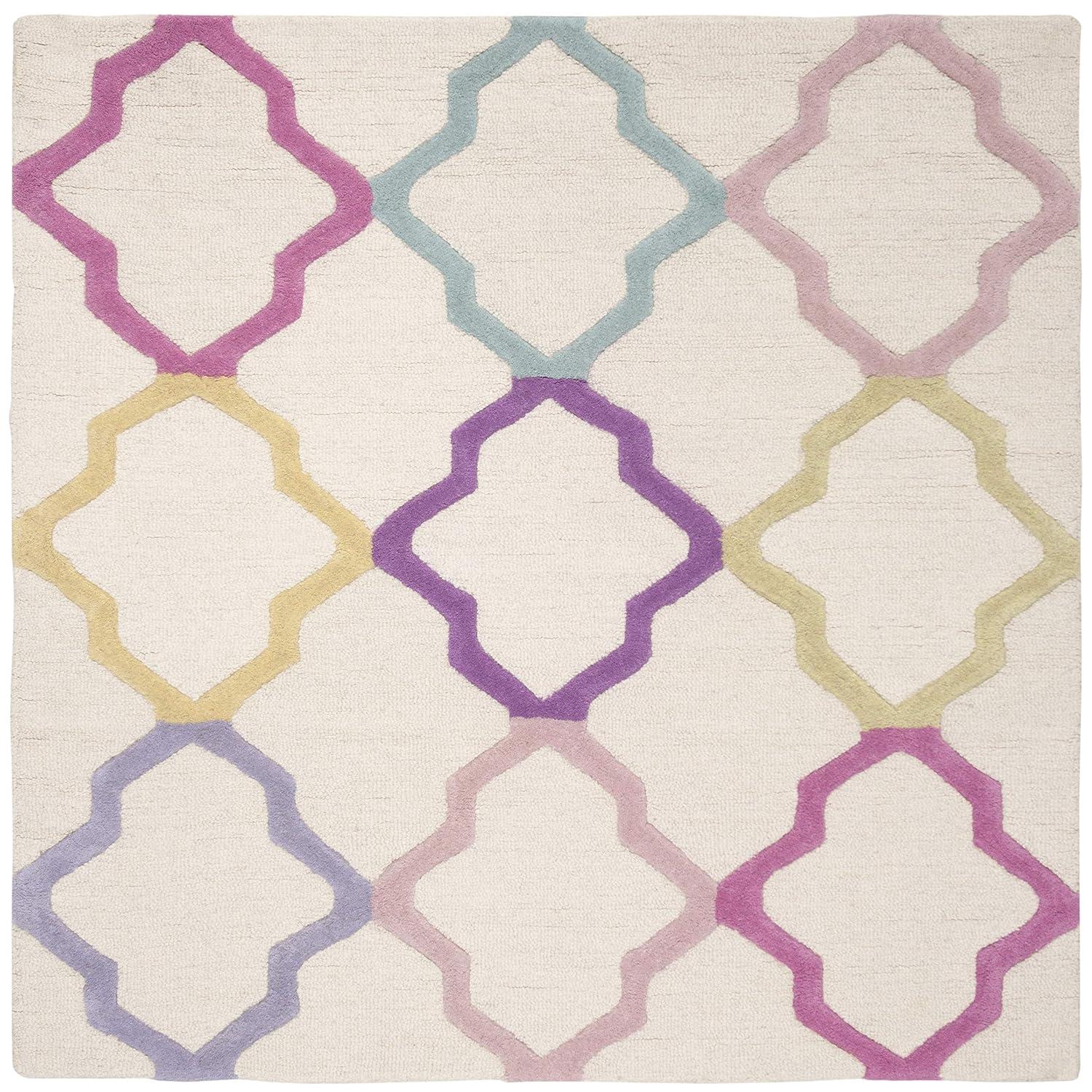 Safavieh Kids SFK102 Hand Tufted Indoor Area Rug - Ivory/Multi - 5'x5' - Safavieh